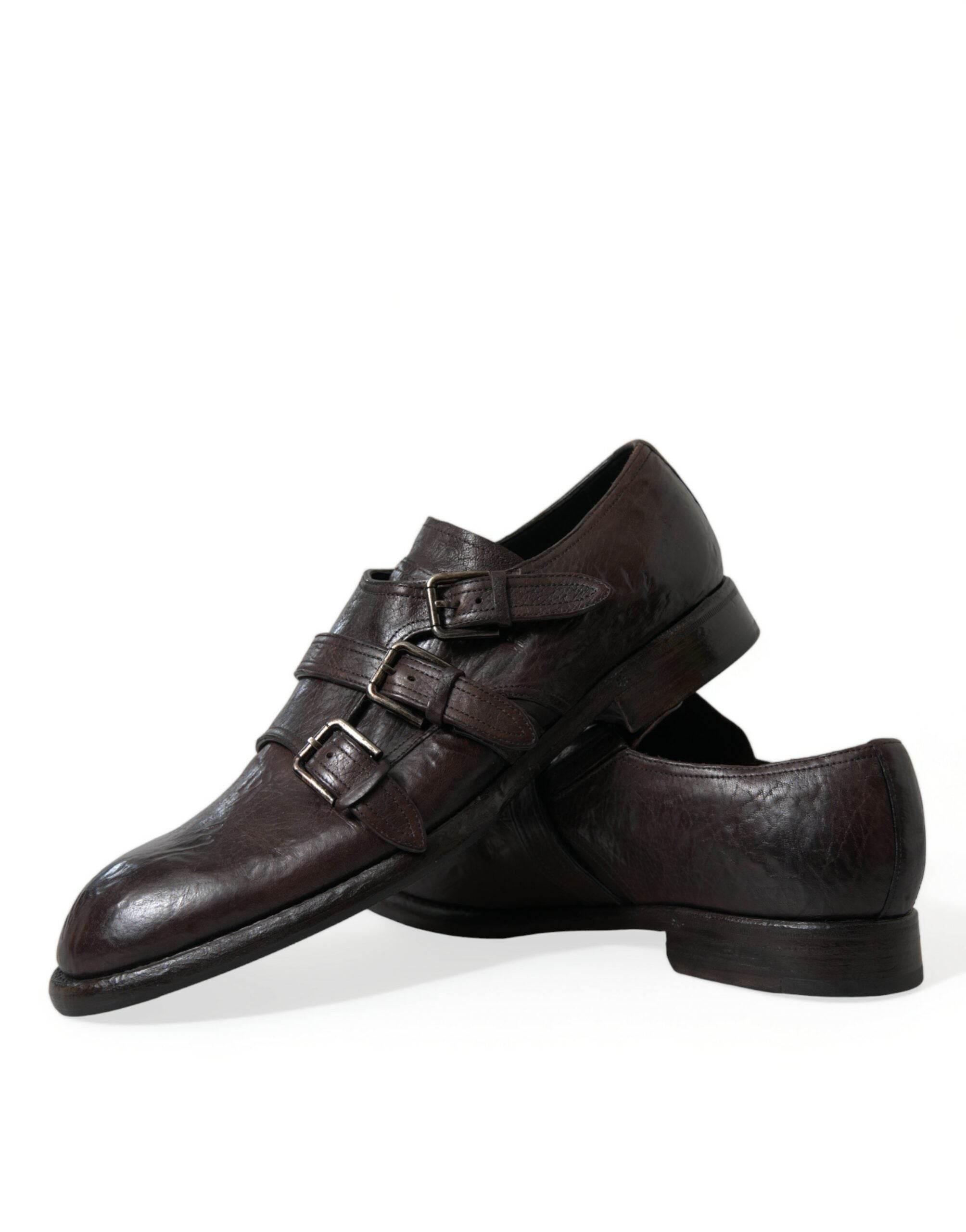 Dolce & Gabbana Elegant Triple Buckle Leather Dress Shoes - Hilstor