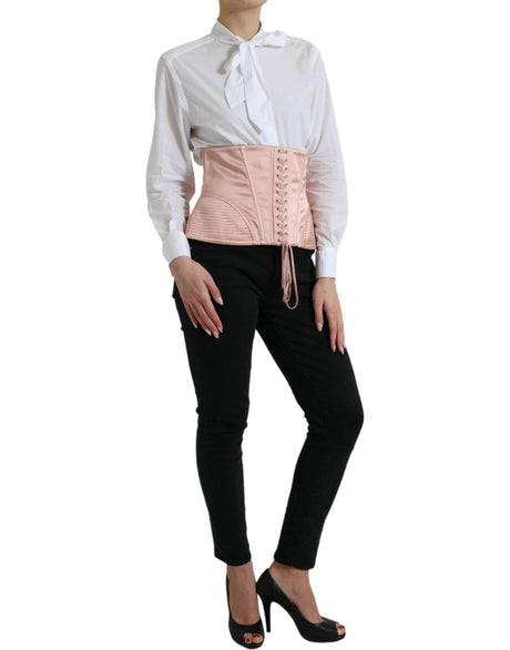 Dolce & Gabbana Elegant Pink Lace-Up Corset Belt - Hilstor