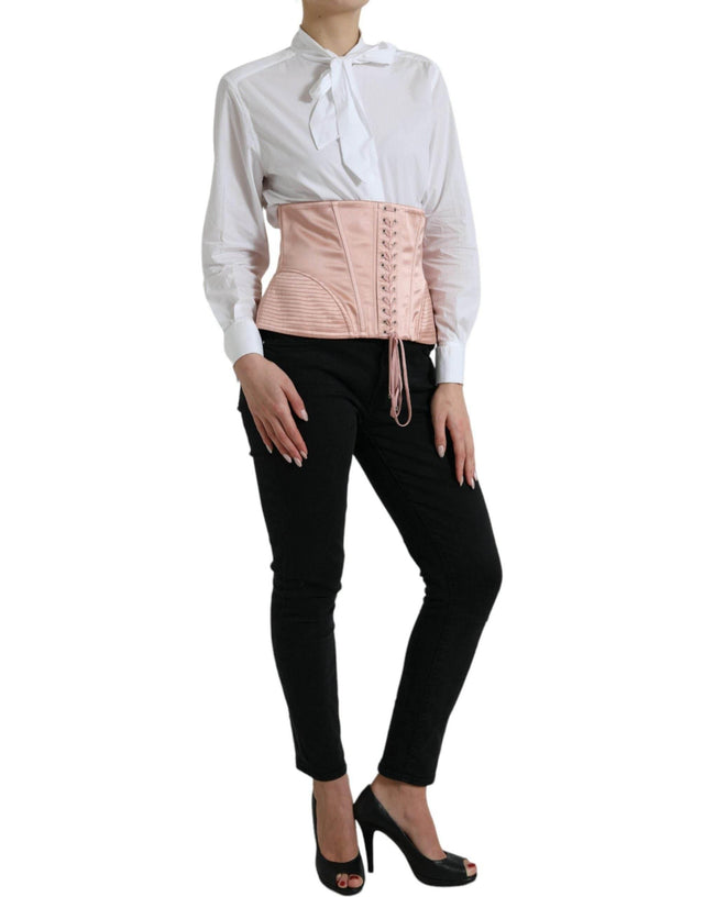 Dolce & Gabbana Elegant Pink Lace-Up Corset Belt - Hilstor