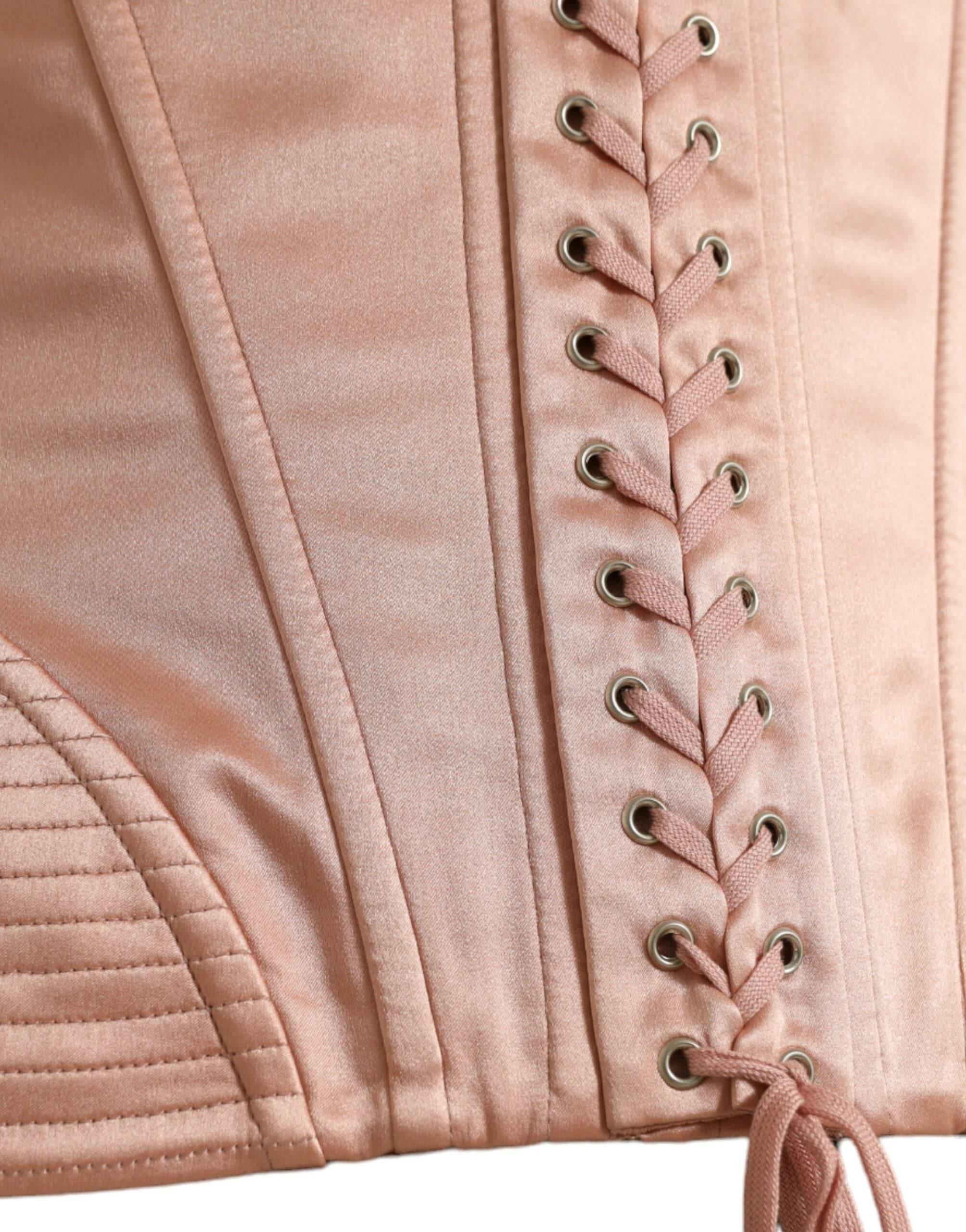 Dolce & Gabbana Elegant Pink Lace-Up Corset Belt - Hilstor