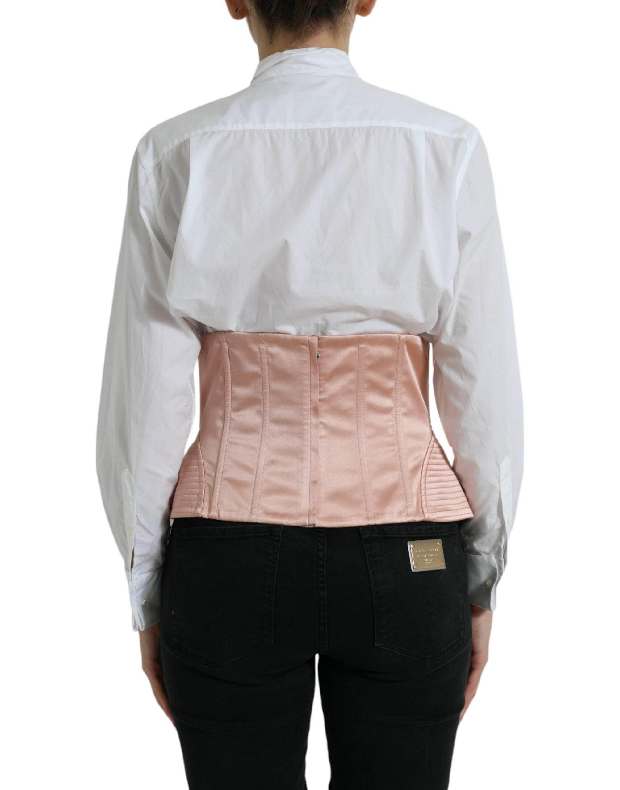 Dolce & Gabbana Elegant Pink Lace-Up Corset Belt - Hilstor