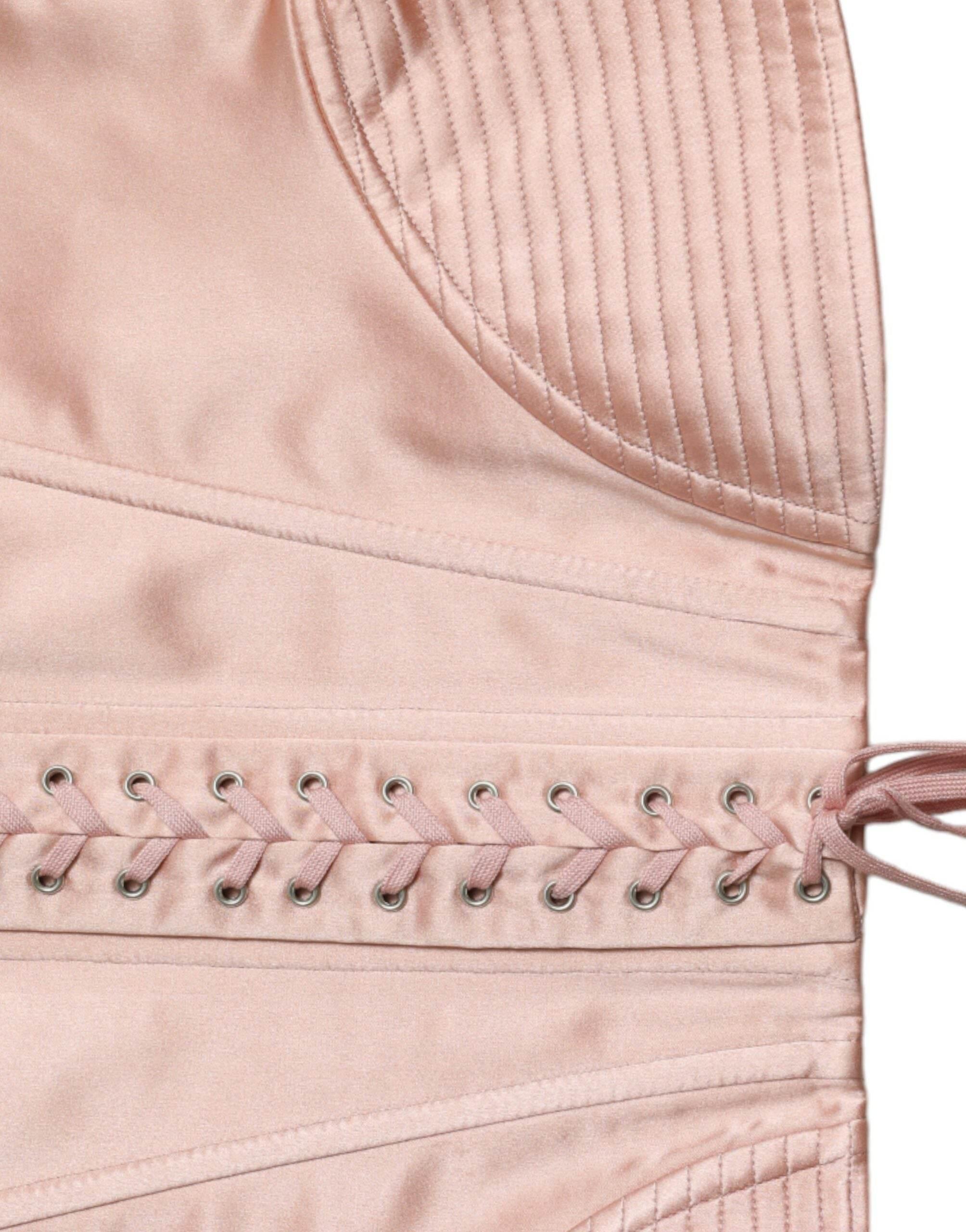 Dolce & Gabbana Elegant Pink Lace-Up Corset Belt - Hilstor