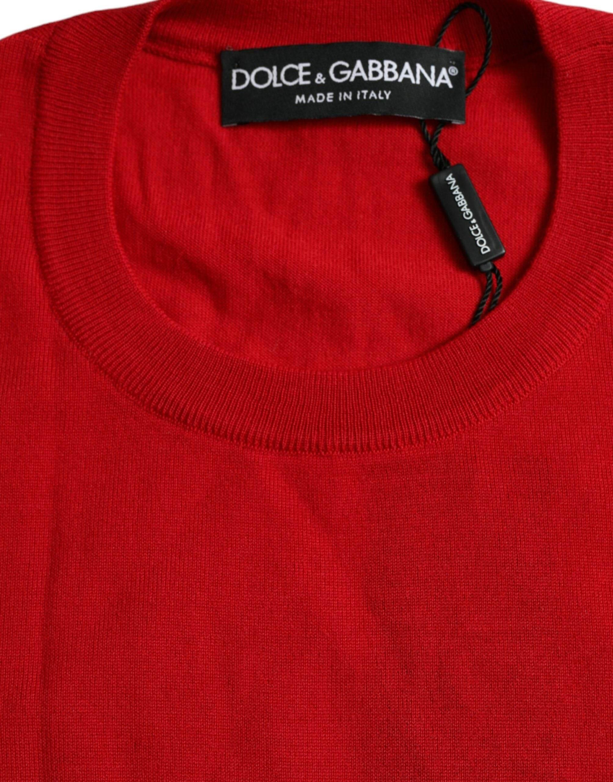 Dolce & Gabbana Radiant Red Wool Pullover Sweater - Hilstor