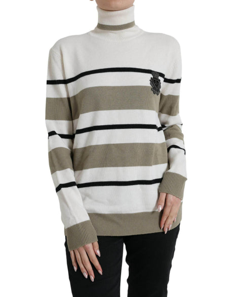 Dolce & Gabbana Italian Striped Wool Turtleneck Sweater - Hilstor