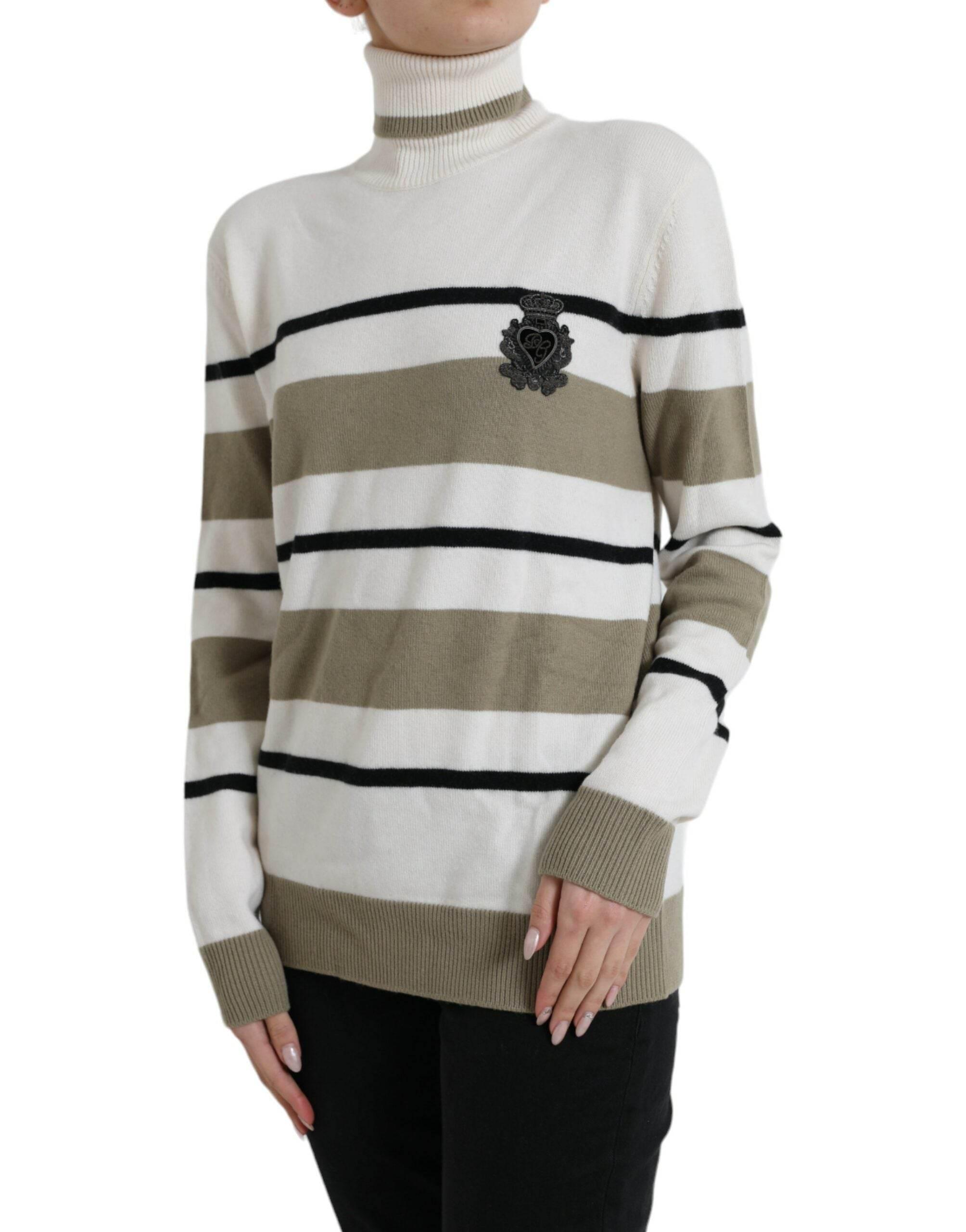 Dolce & Gabbana Italian Striped Wool Turtleneck Sweater - Hilstor