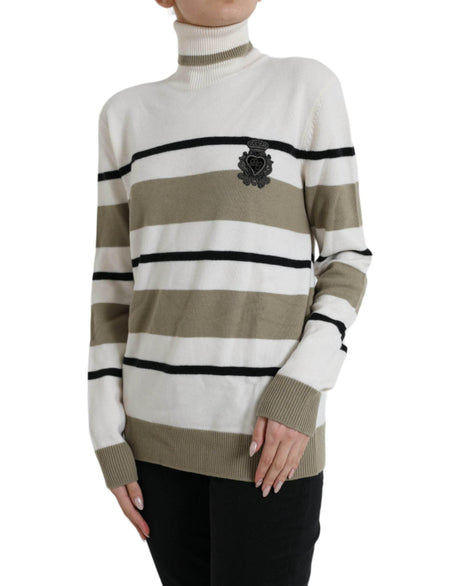 Dolce & Gabbana Italian Striped Wool Turtleneck Sweater - Hilstor