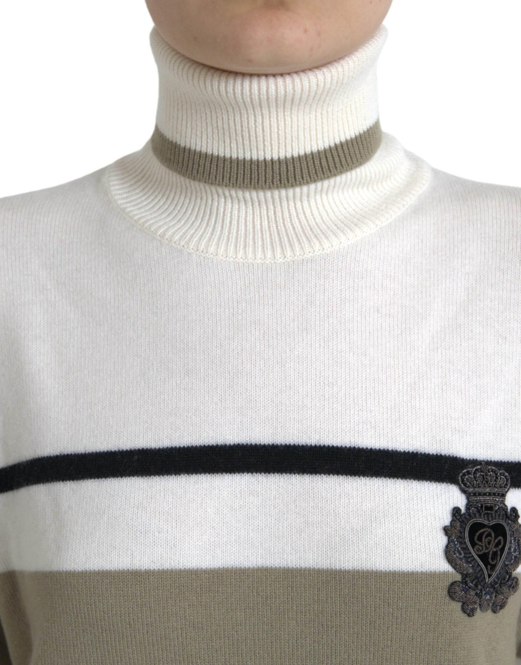 Dolce & Gabbana Italian Striped Wool Turtleneck Sweater - Hilstor