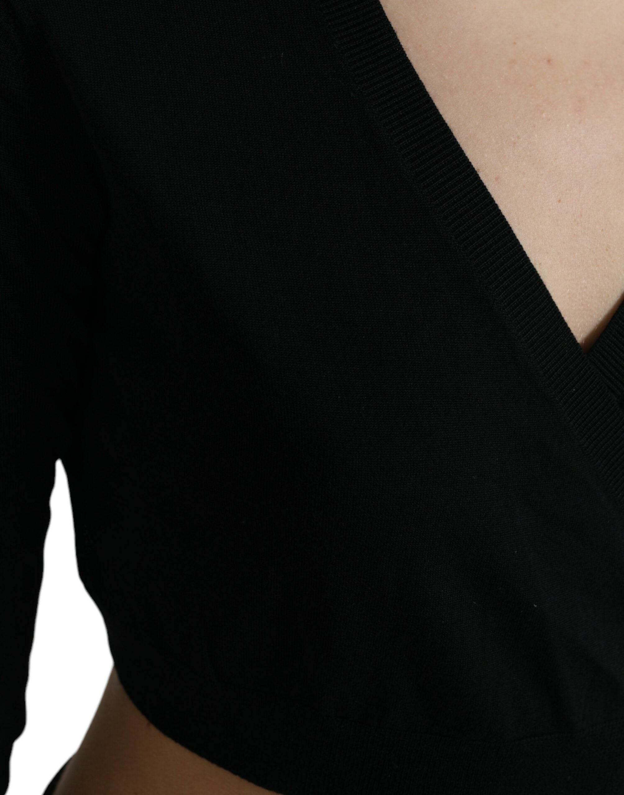 Dolce & Gabbana Black Wool V-neck Crossed Cardigan Sweater - Hilstor