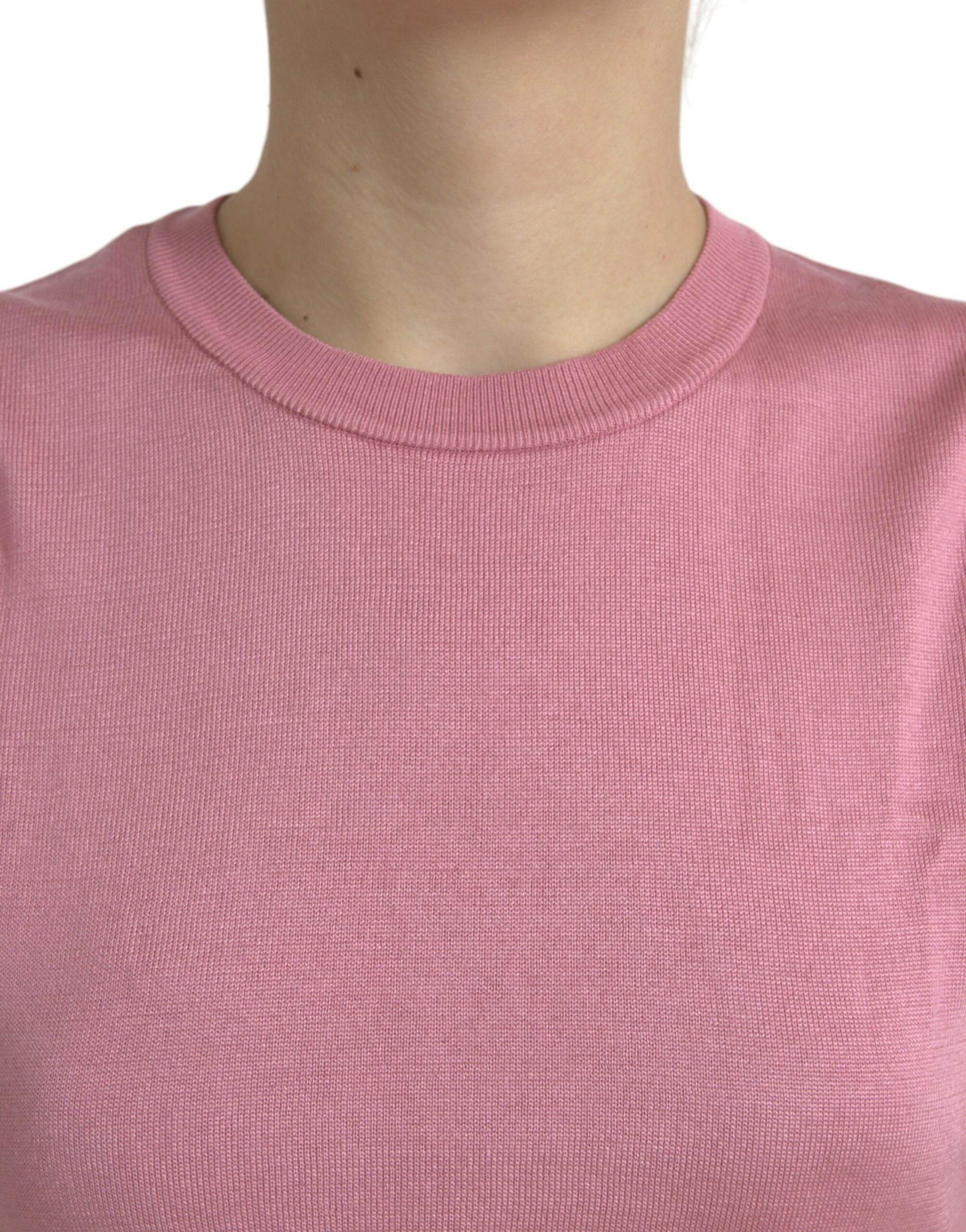 Dolce & Gabbana Elegant Silk Crew Neck Cropped Tank Top - Hilstor