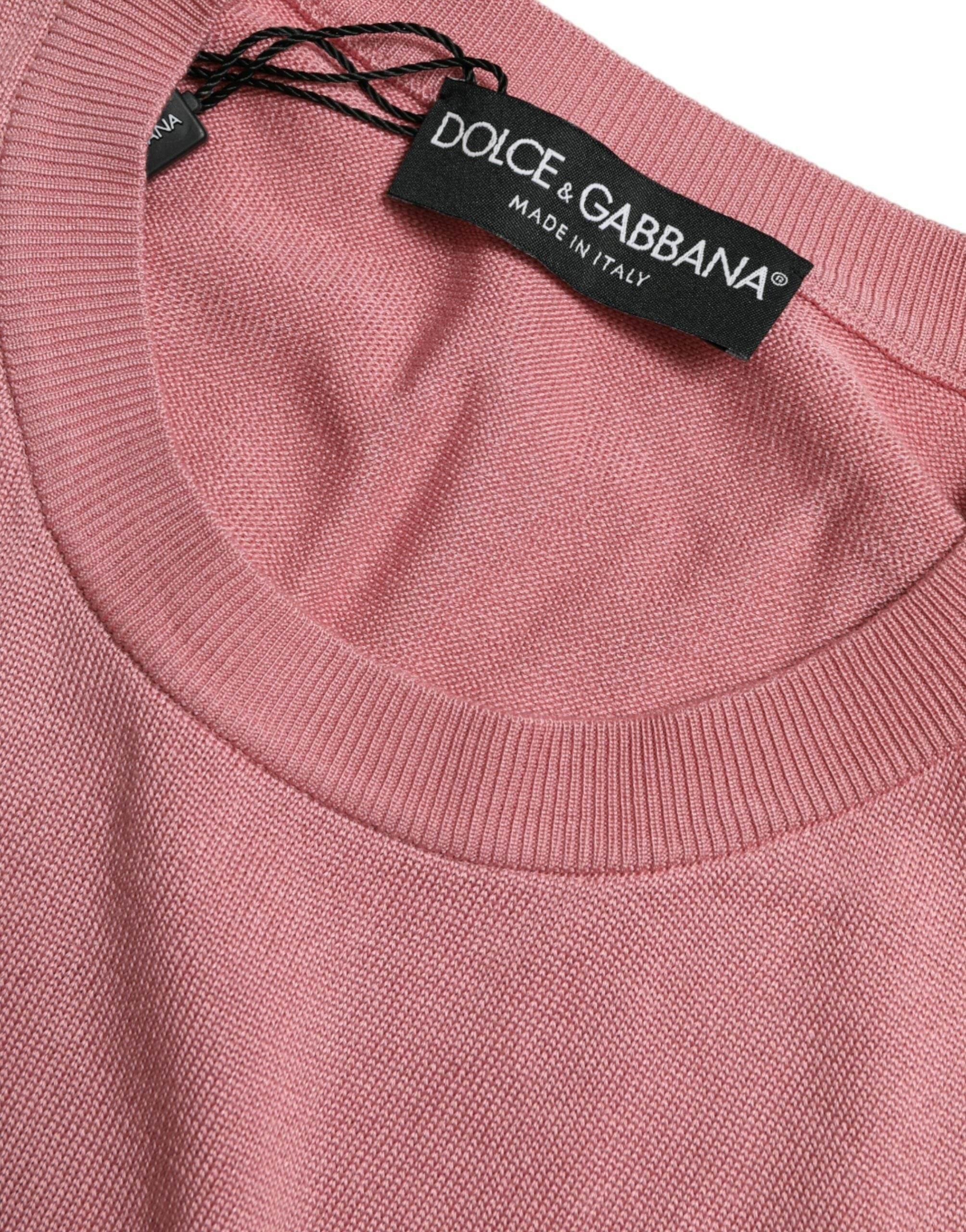 Dolce & Gabbana Elegant Silk Crew Neck Cropped Tank Top - Hilstor