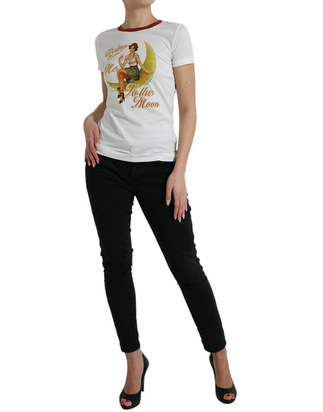 Dolce & Gabbana Elegant White Cotton Crew Neck Tee - Hilstor
