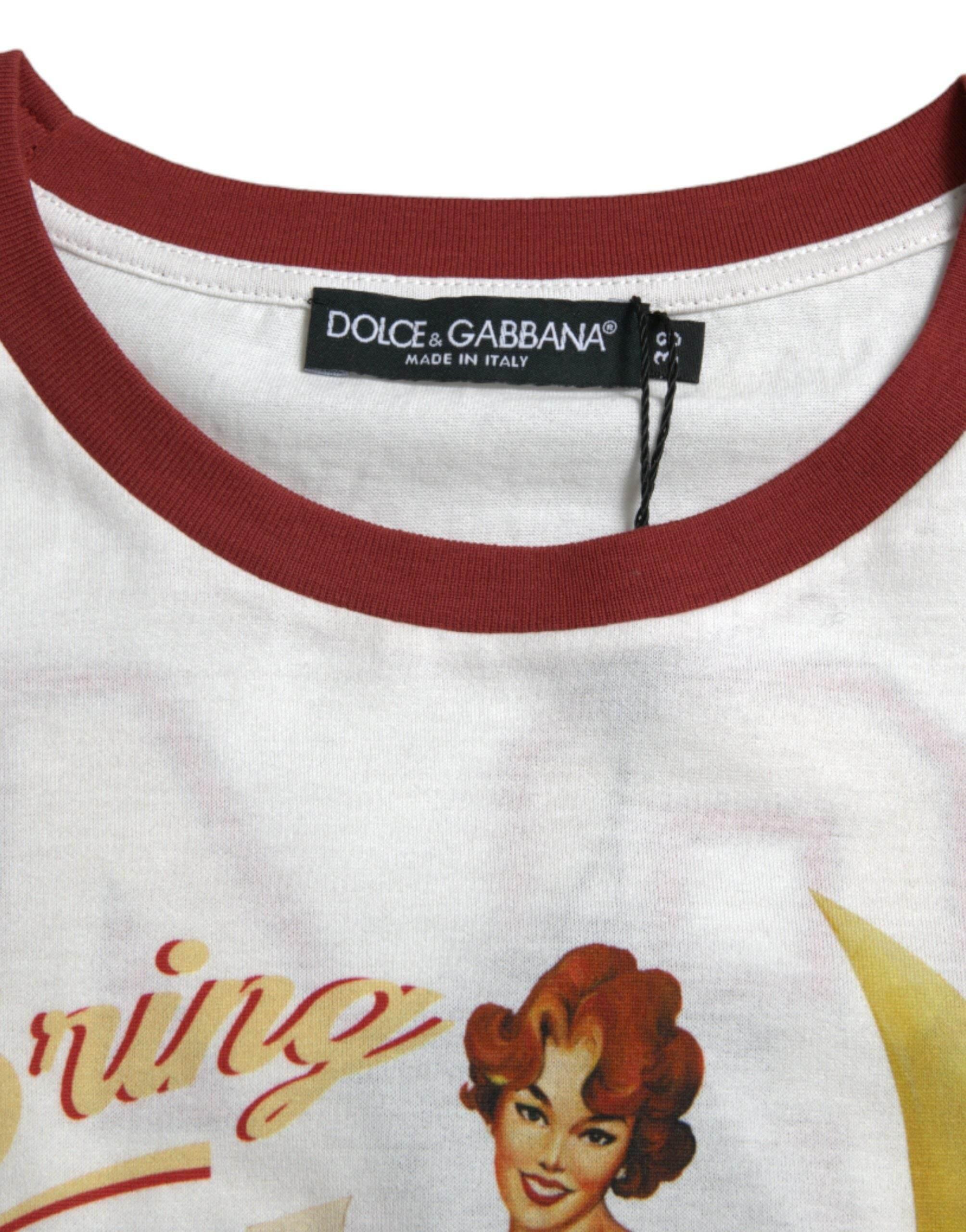 Dolce & Gabbana Elegant White Cotton Crew Neck Tee - Hilstor