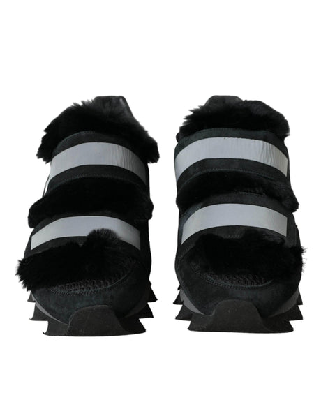 Dolce & Gabbana Elegant Fur-Embellished Suede Sneakers - Hilstor