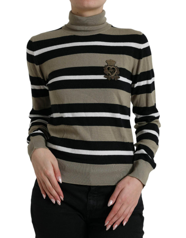 Dolce & Gabbana Elegant Striped Turtleneck Wool Sweater - Hilstor