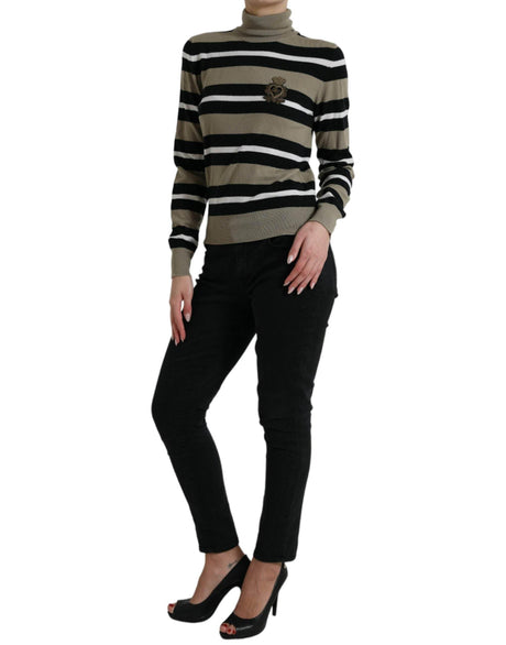 Dolce & Gabbana Elegant Striped Turtleneck Wool Sweater - Hilstor