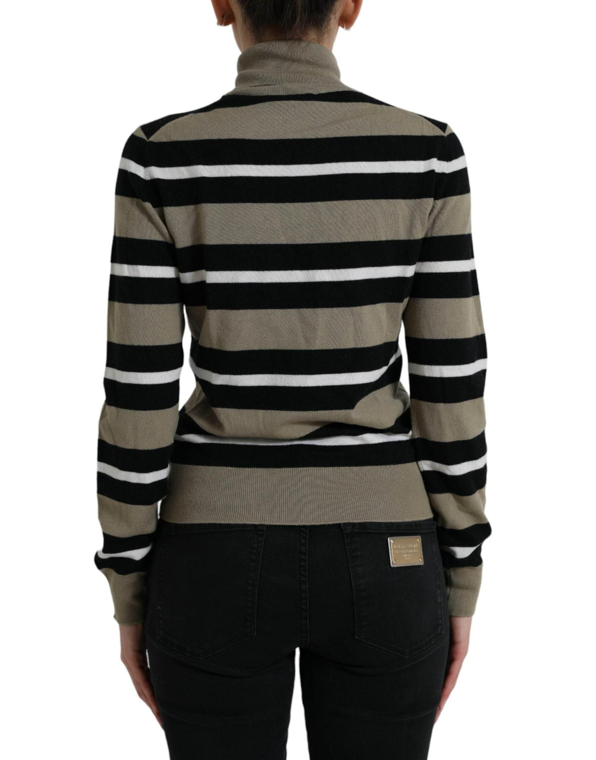 Dolce & Gabbana Elegant Striped Turtleneck Wool Sweater - Hilstor