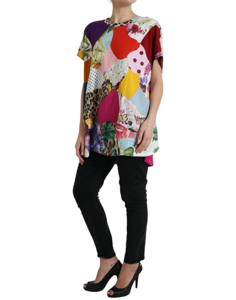 Dolce & Gabbana Multicolor Cotton Silk Patchwork Blouse - Hilstor