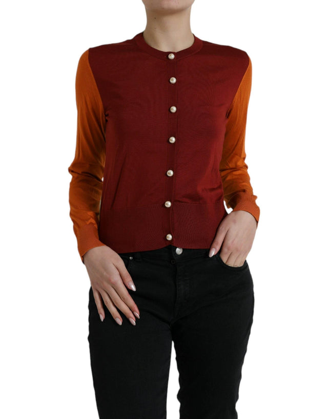 Dolce & Gabbana Elegant Silk Cardigan Sweater in Vibrant Tones - Hilstor