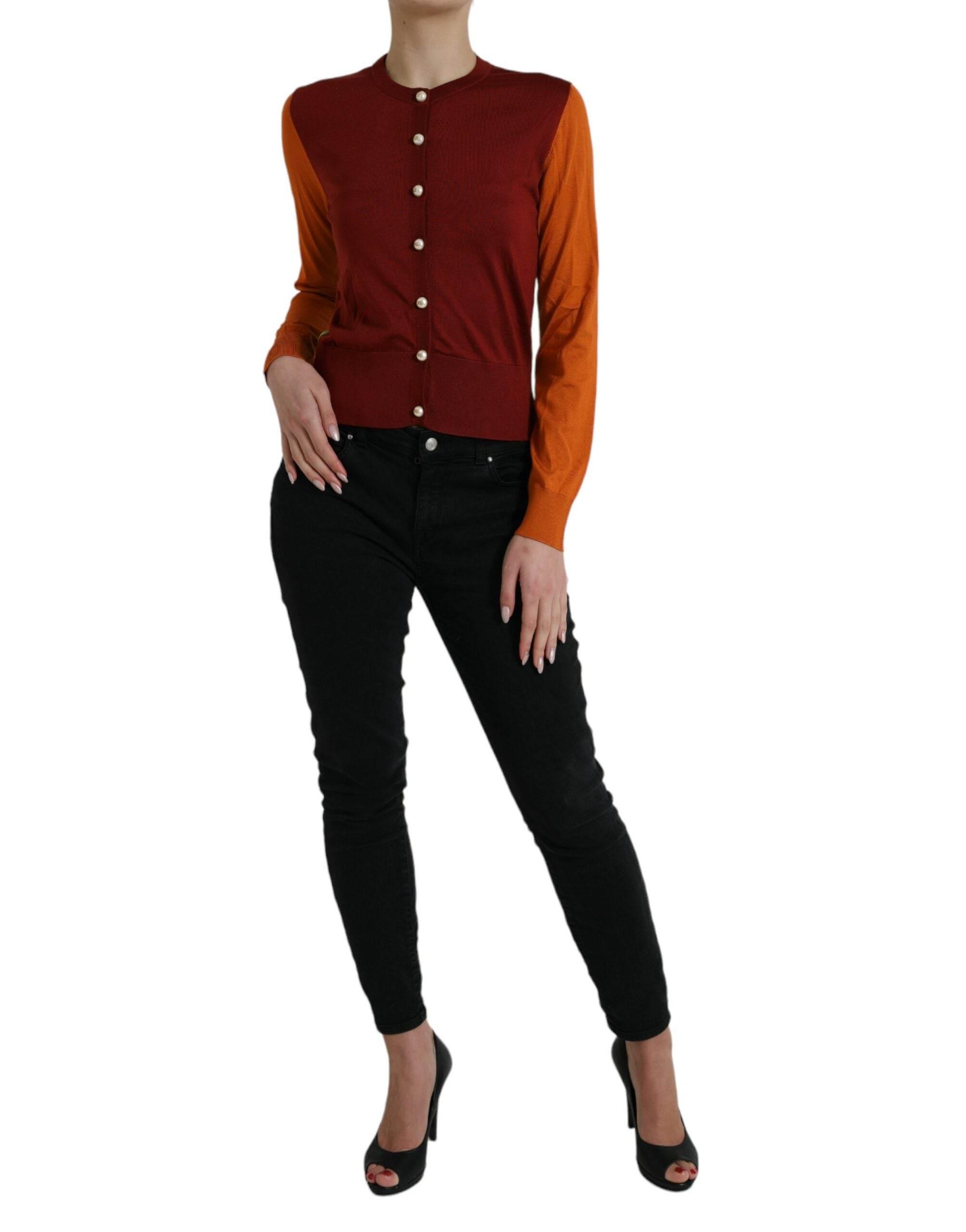 Dolce & Gabbana Elegant Silk Cardigan Sweater in Vibrant Tones - Hilstor