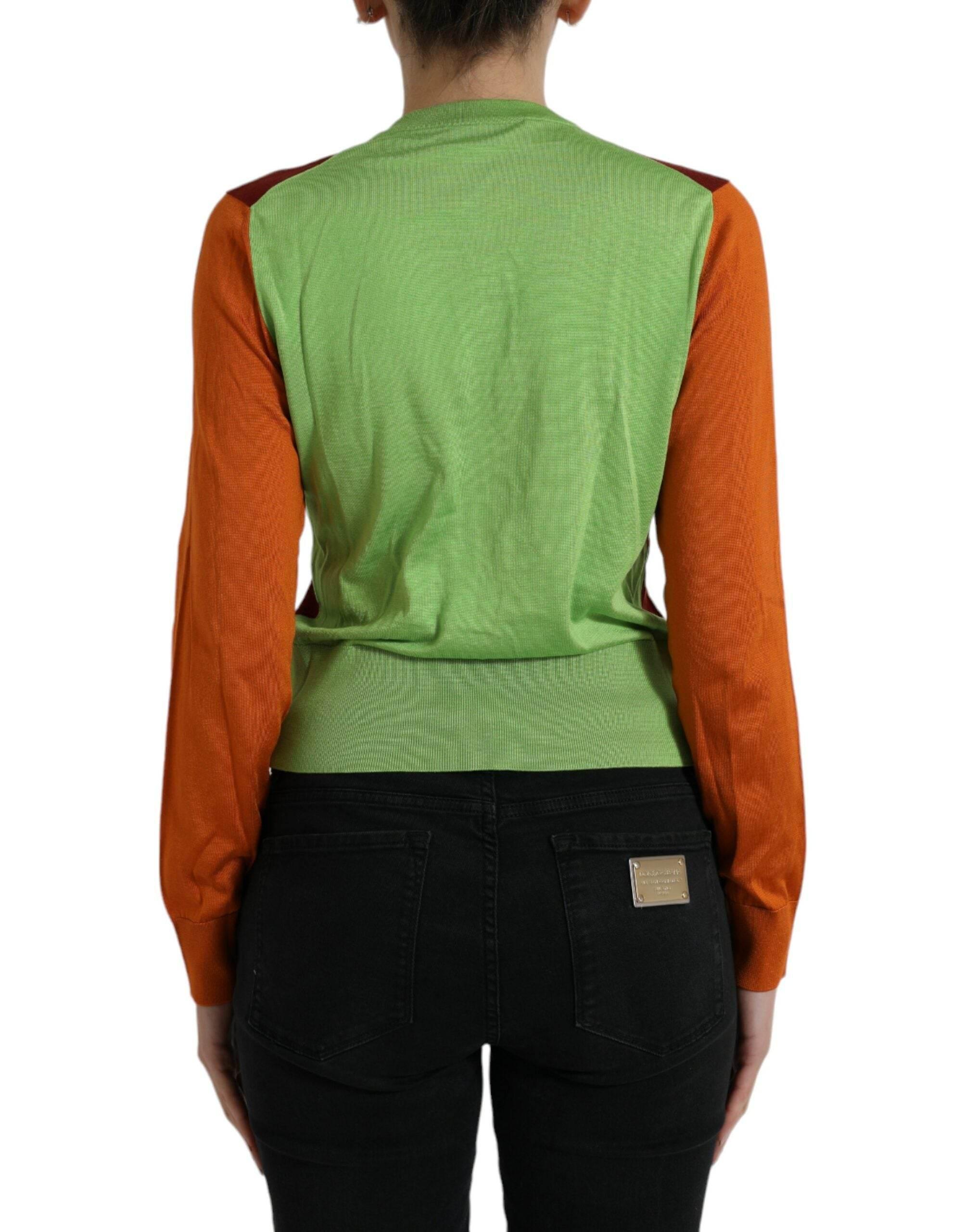 Dolce & Gabbana Elegant Silk Cardigan Sweater in Vibrant Tones - Hilstor