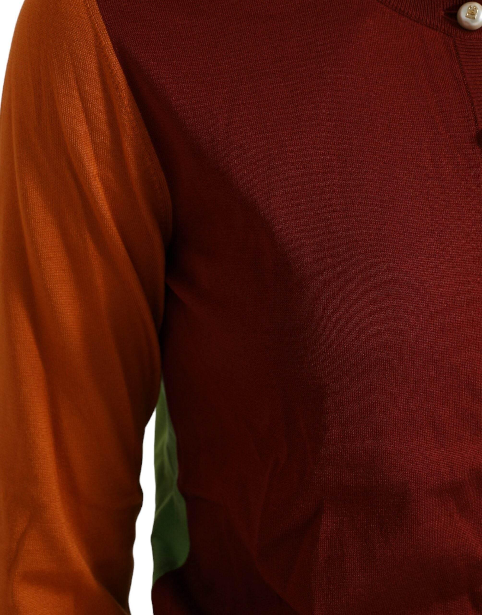 Dolce & Gabbana Elegant Silk Cardigan Sweater in Vibrant Tones - Hilstor