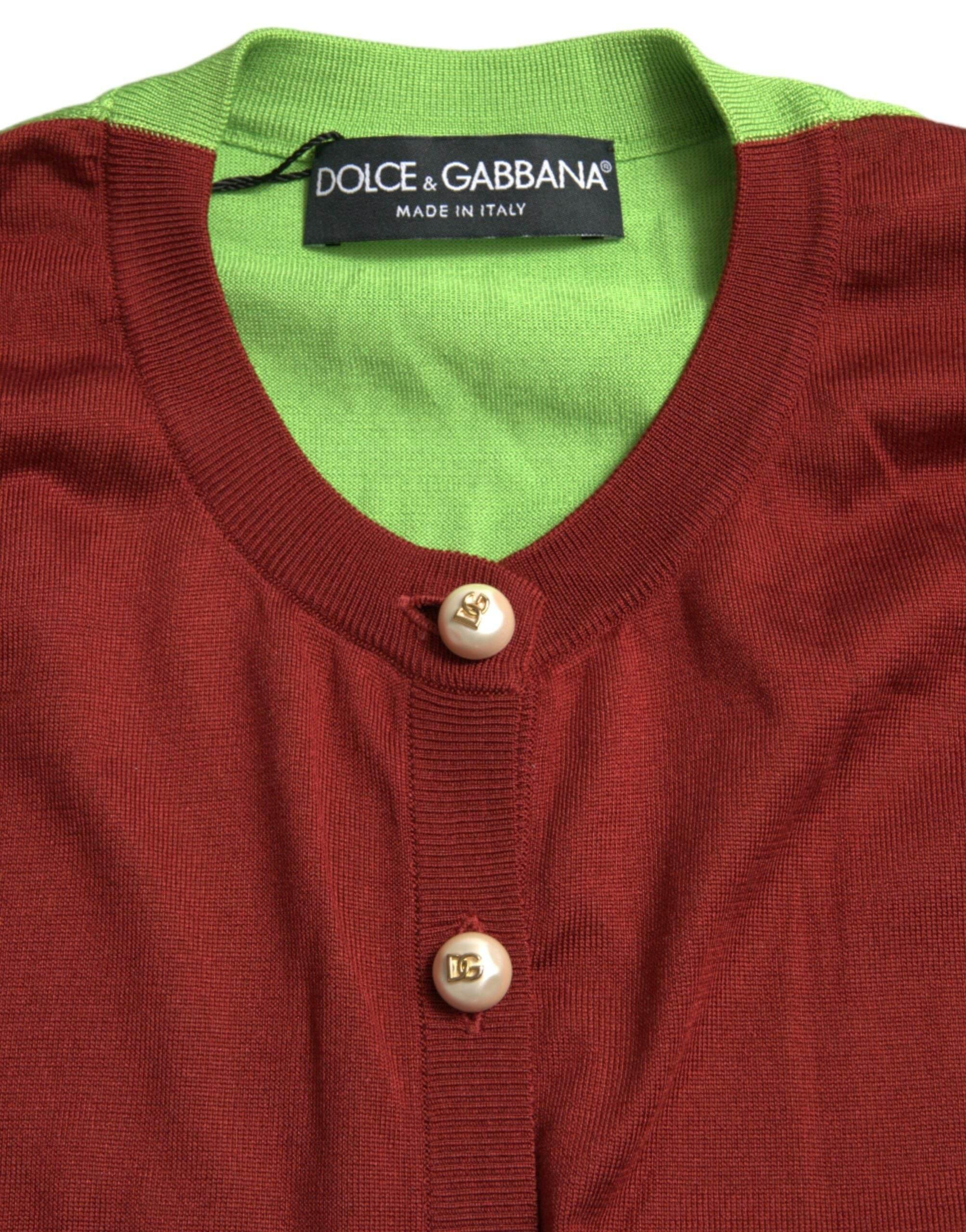 Dolce & Gabbana Elegant Silk Cardigan Sweater in Vibrant Tones - Hilstor
