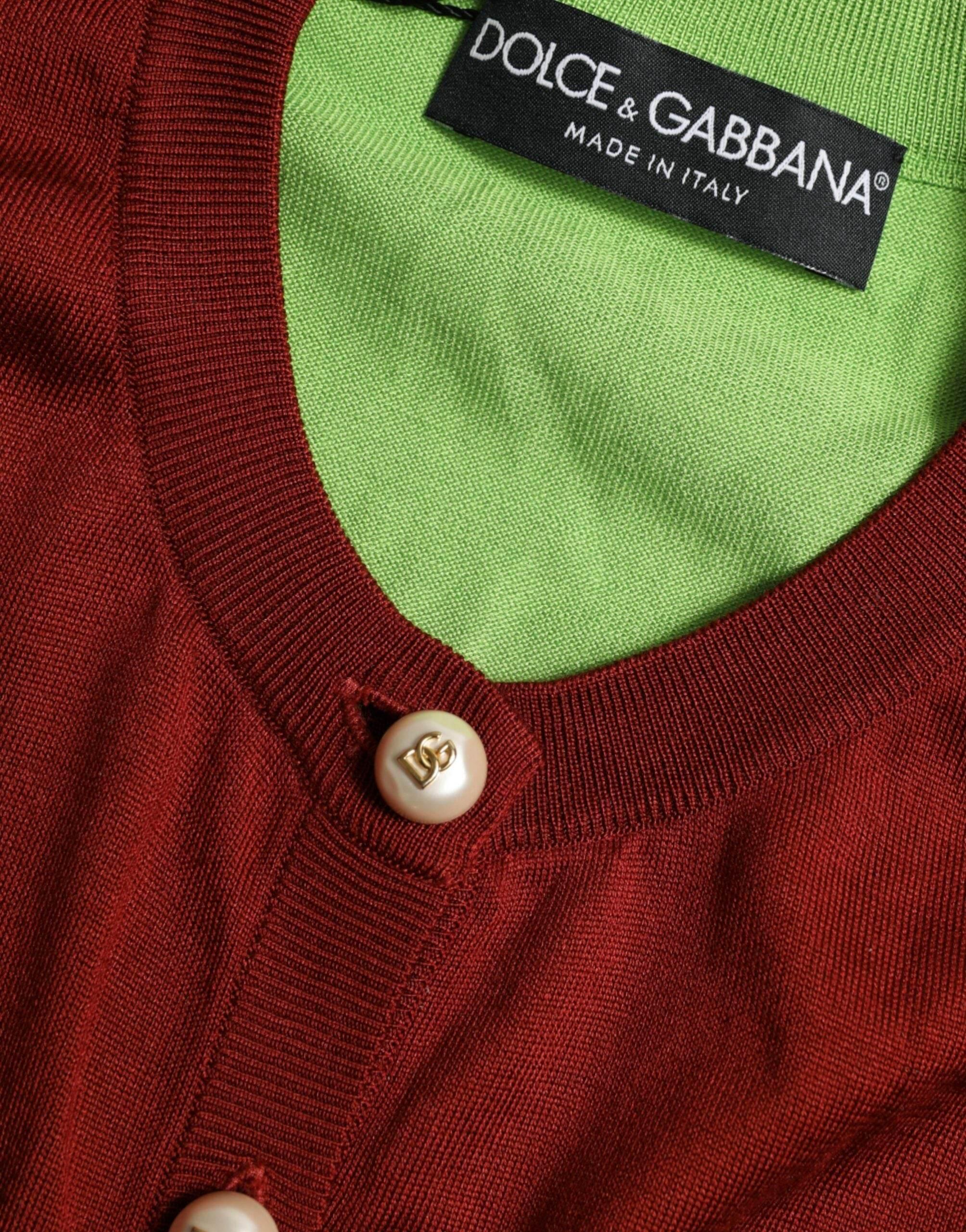 Dolce & Gabbana Elegant Silk Cardigan Sweater in Vibrant Tones - Hilstor