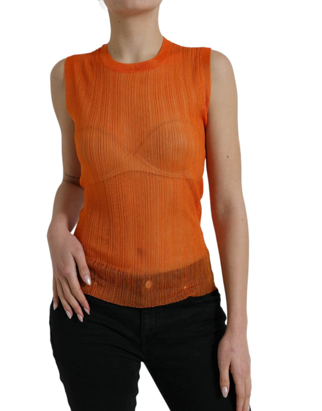 Dolce & Gabbana Chic Orange Crew Neck Tank Top - Hilstor