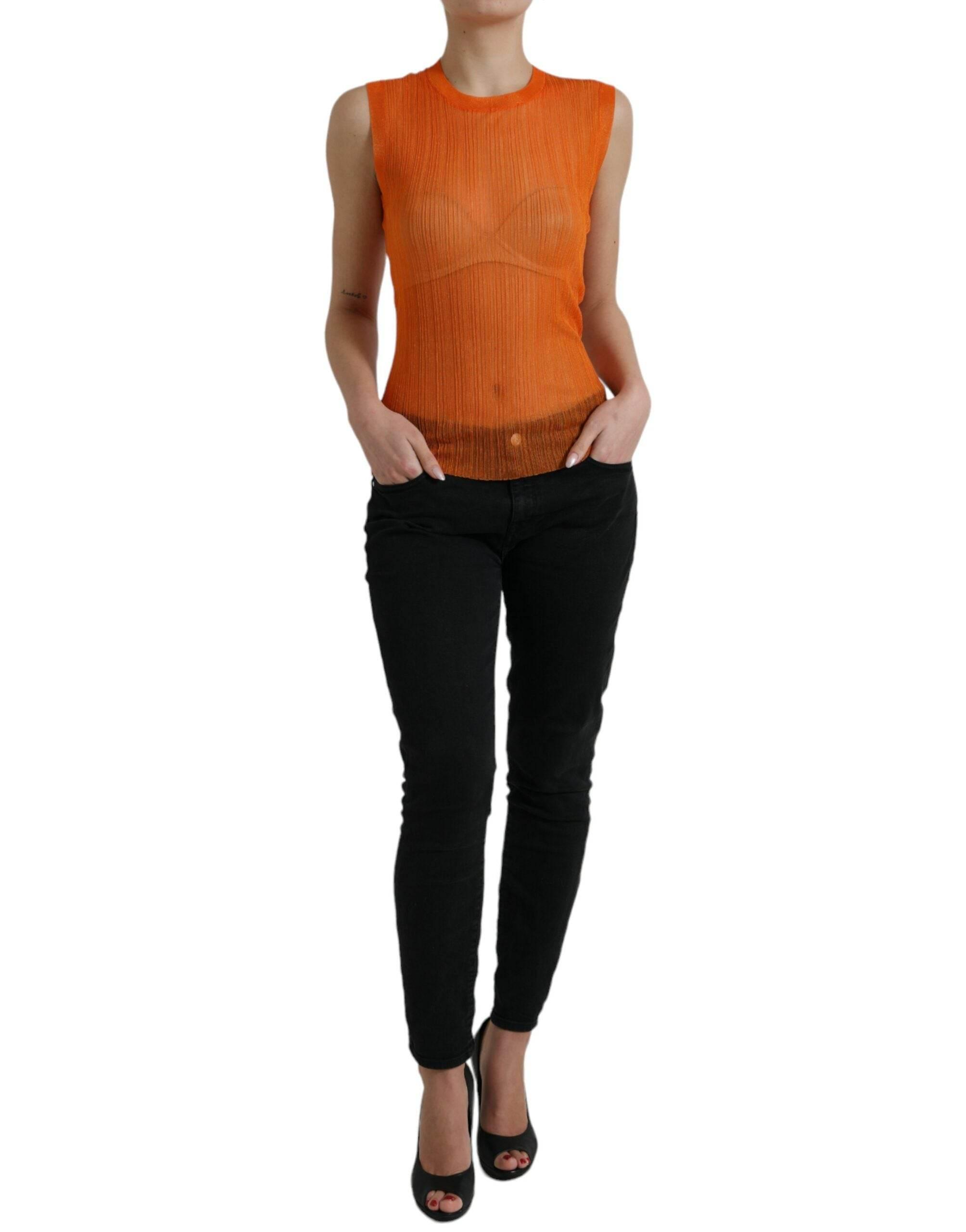 Dolce & Gabbana Chic Orange Crew Neck Tank Top - Hilstor