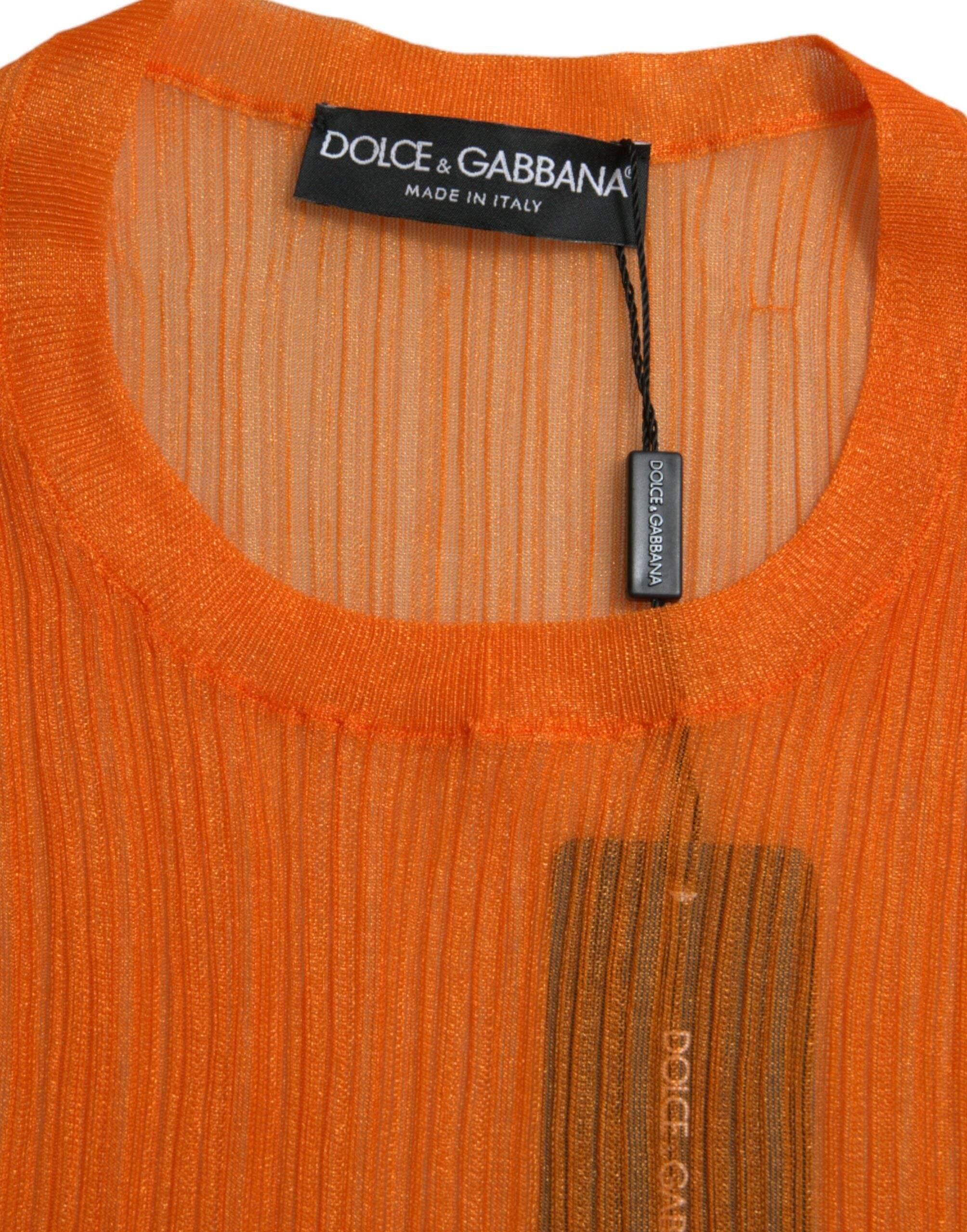 Dolce & Gabbana Chic Orange Crew Neck Tank Top - Hilstor