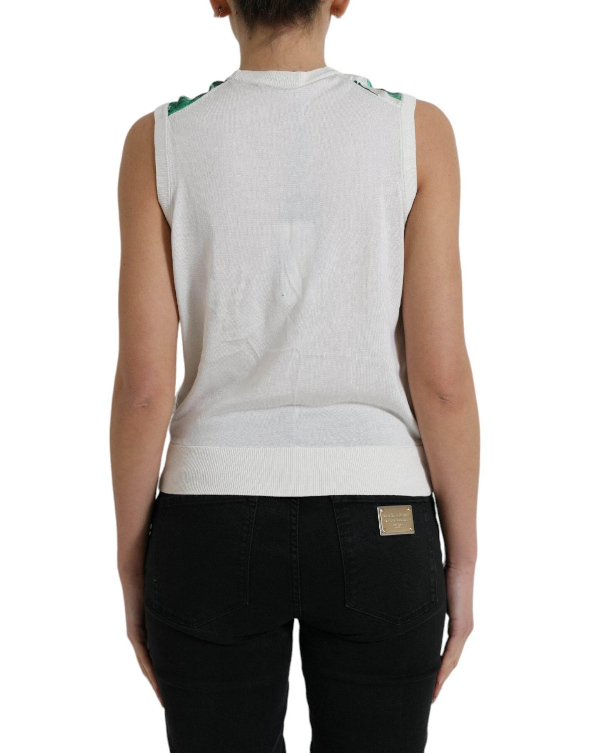 Dolce & Gabbana Silk Banana Leaf Print Tank Top - Hilstor
