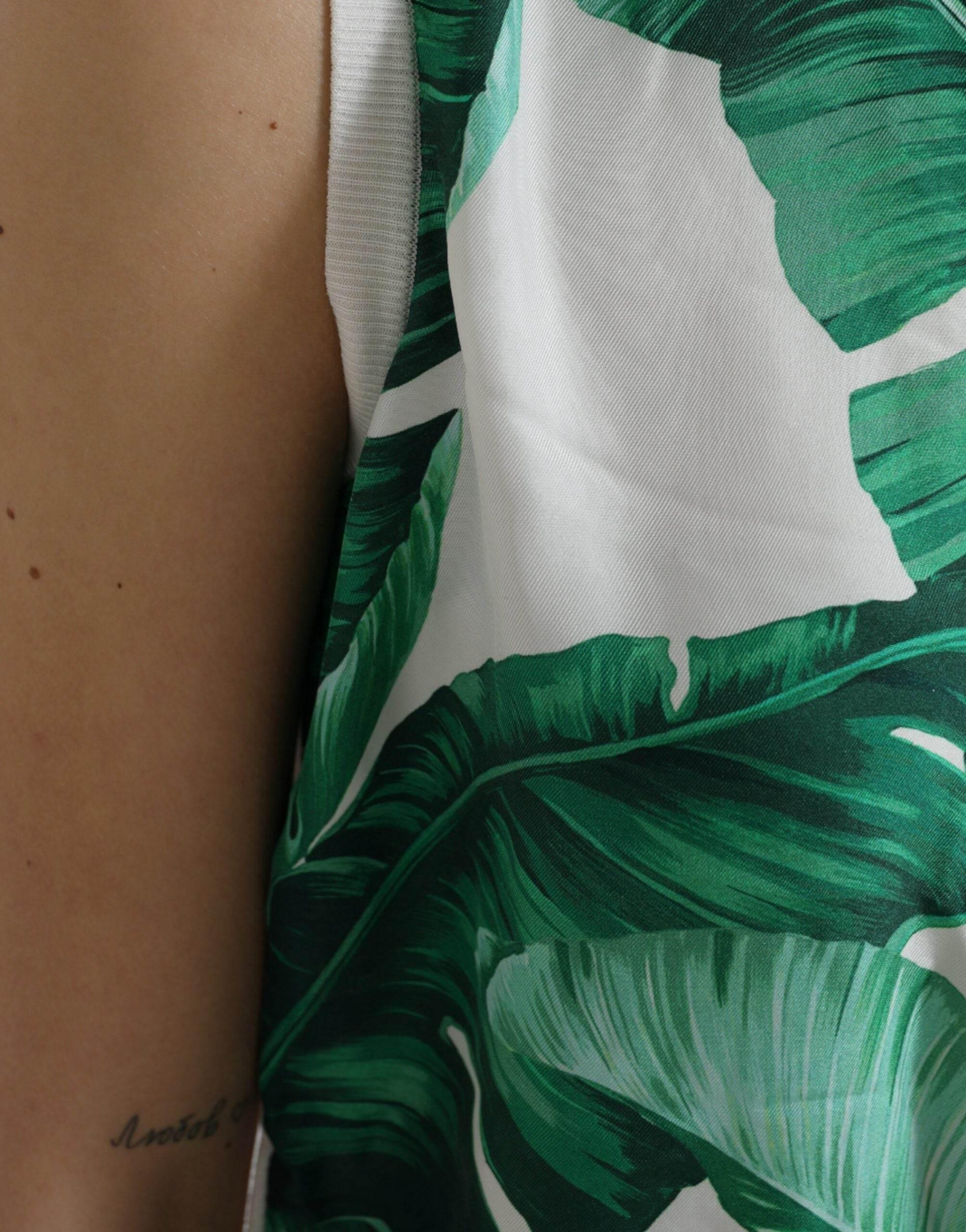 Dolce & Gabbana Silk Banana Leaf Print Tank Top - Hilstor