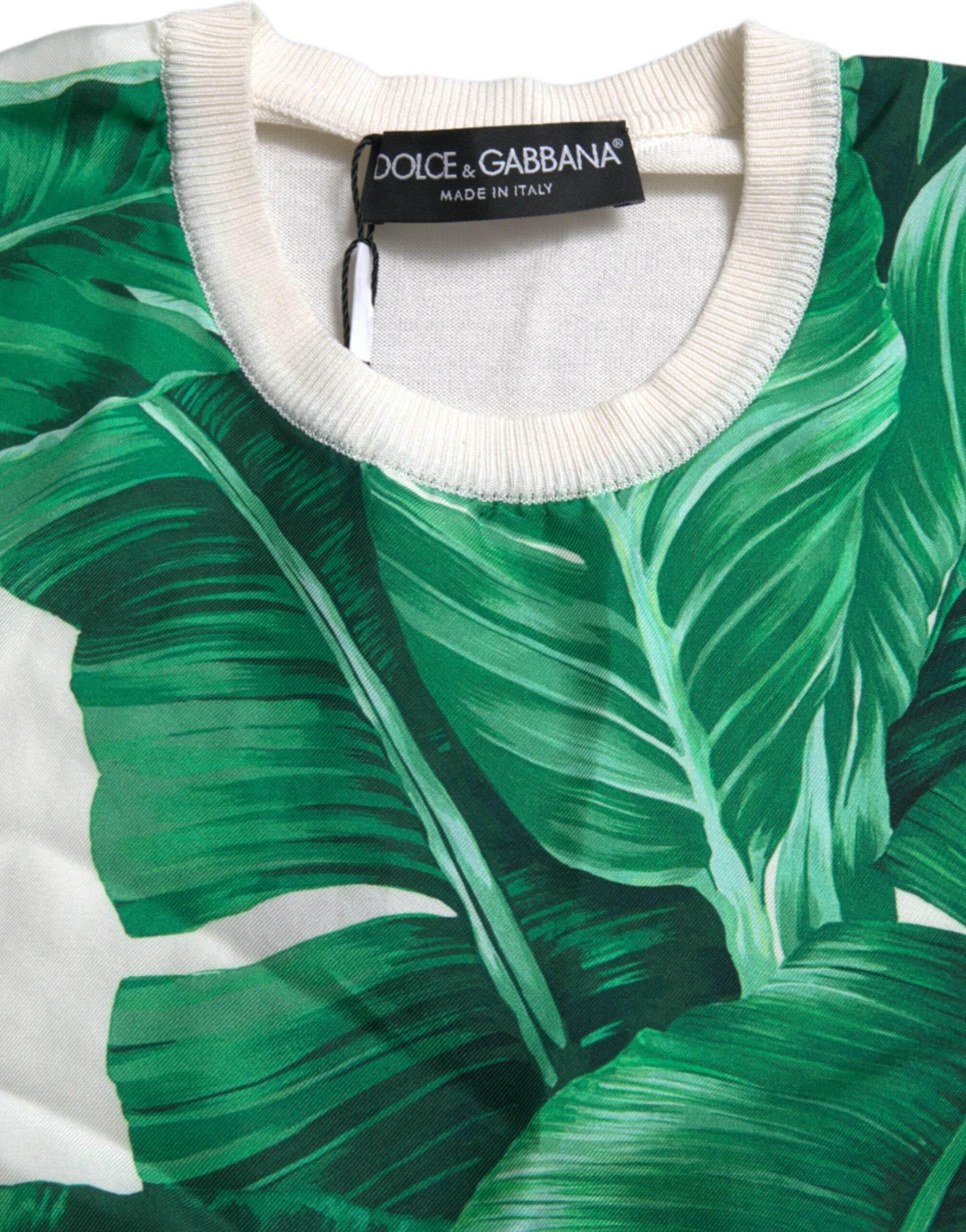 Dolce & Gabbana Silk Banana Leaf Print Tank Top - Hilstor