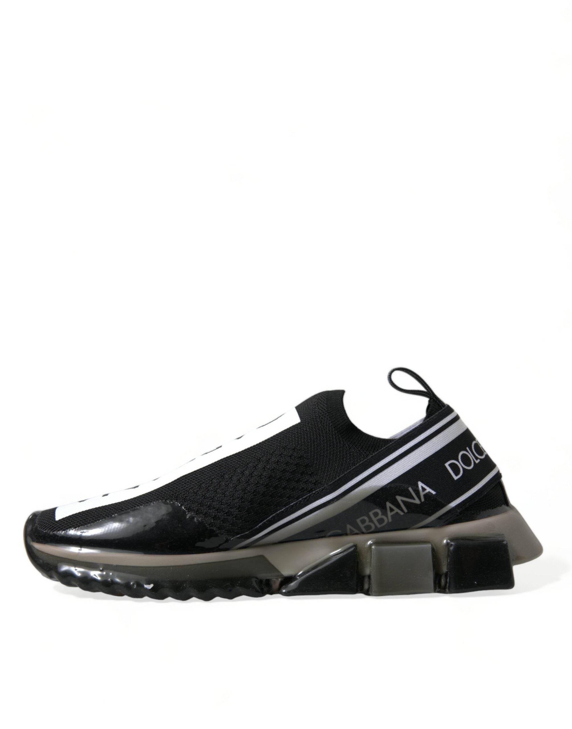 Dolce & Gabbana Black White Slip On Sneakers Sorrento Shoes - Hilstor
