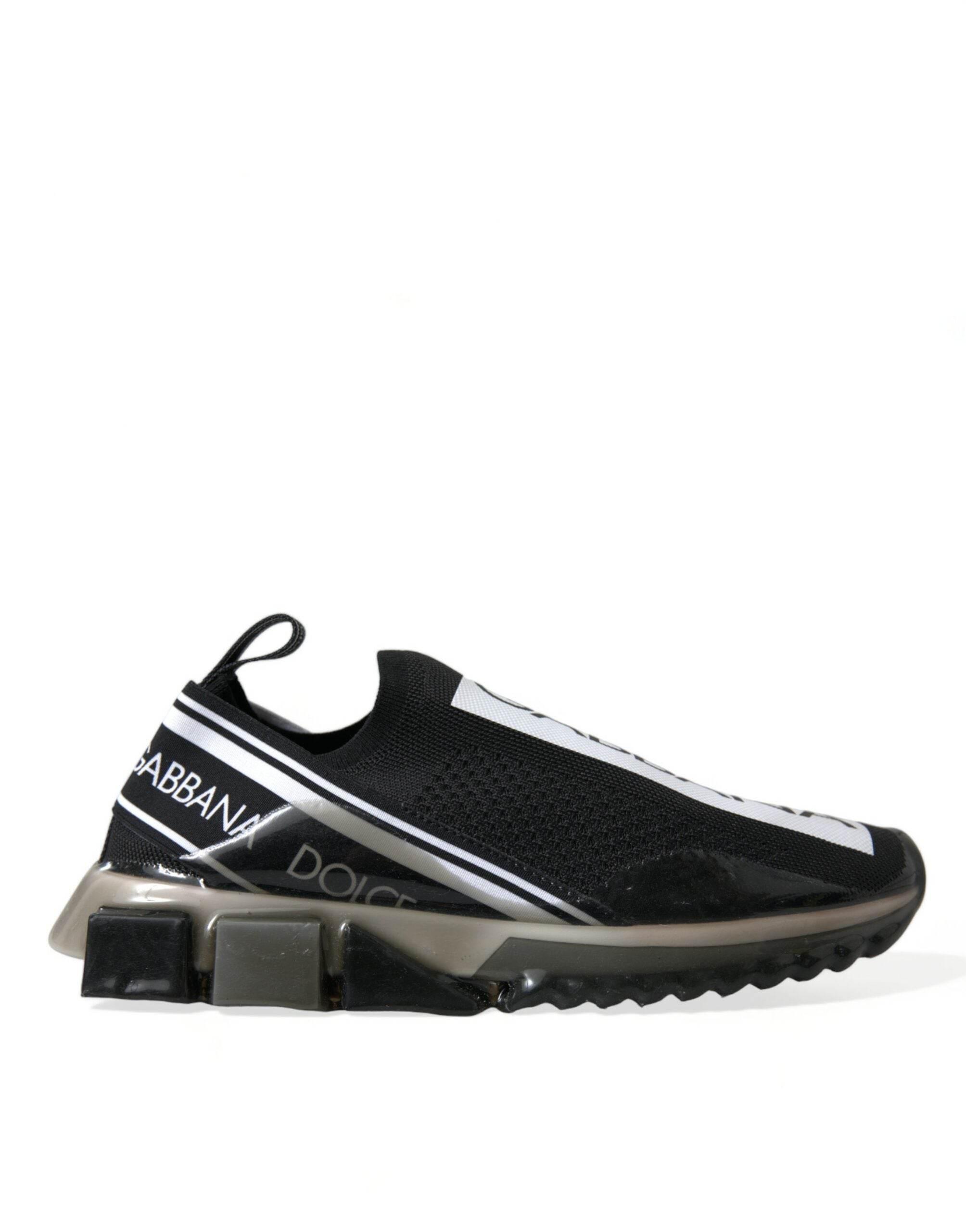 Dolce & Gabbana Black White Slip On Sneakers Sorrento Shoes - Hilstor