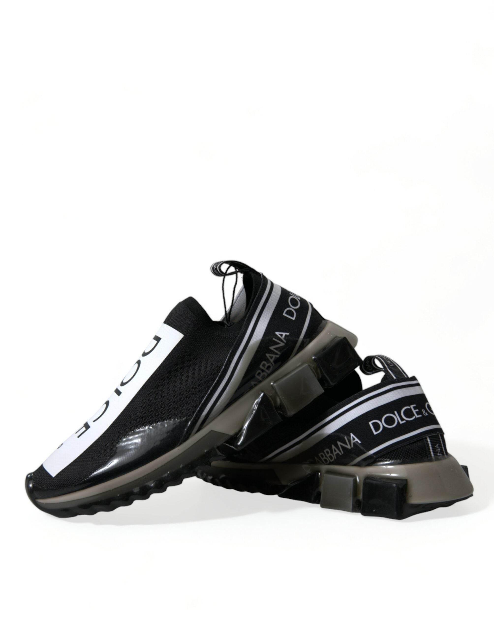Dolce & Gabbana Black White Slip On Sneakers Sorrento Shoes - Hilstor