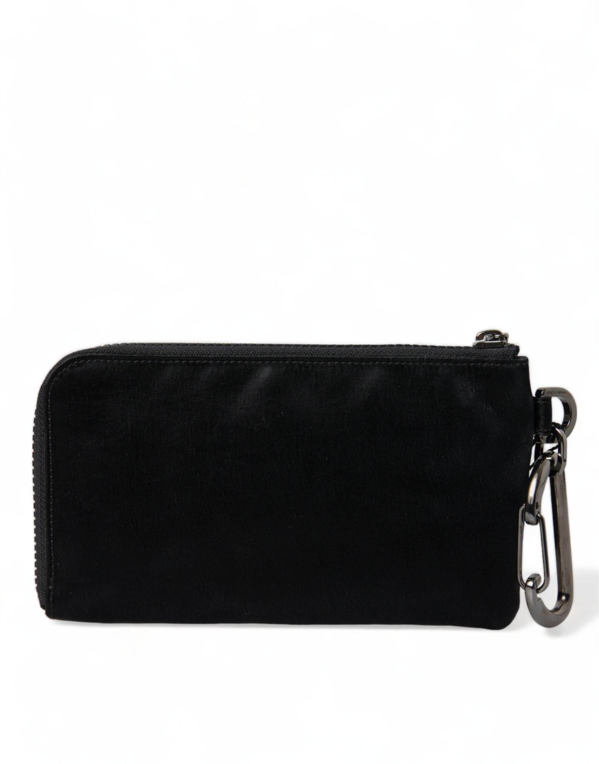 Dolce & Gabbana Black Nylon Logo Plaque Keyring Pouch Clutch Bag - Hilstor