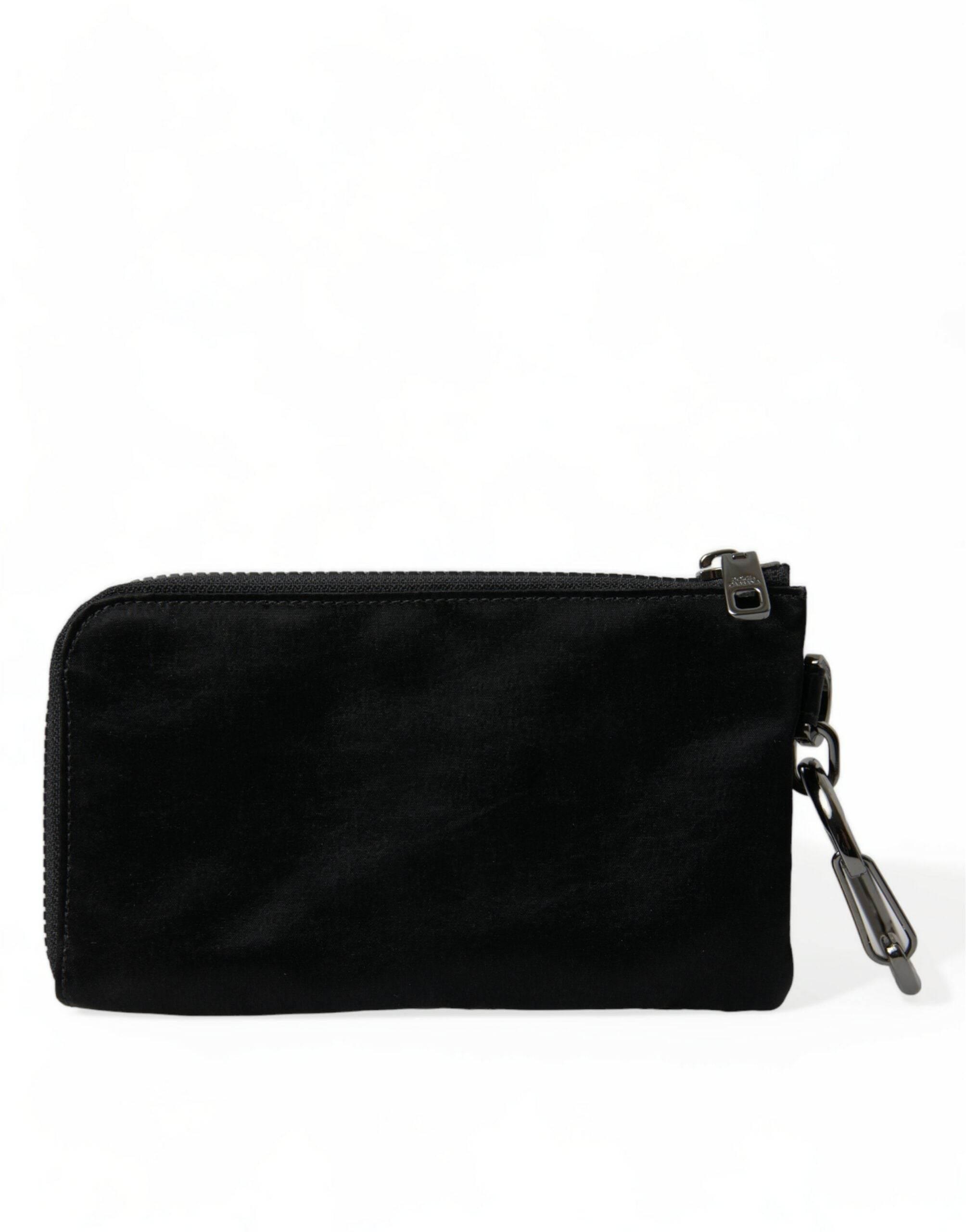 Dolce & Gabbana Black Nylon Logo Plaque Keyring Pouch Clutch Bag - Hilstor