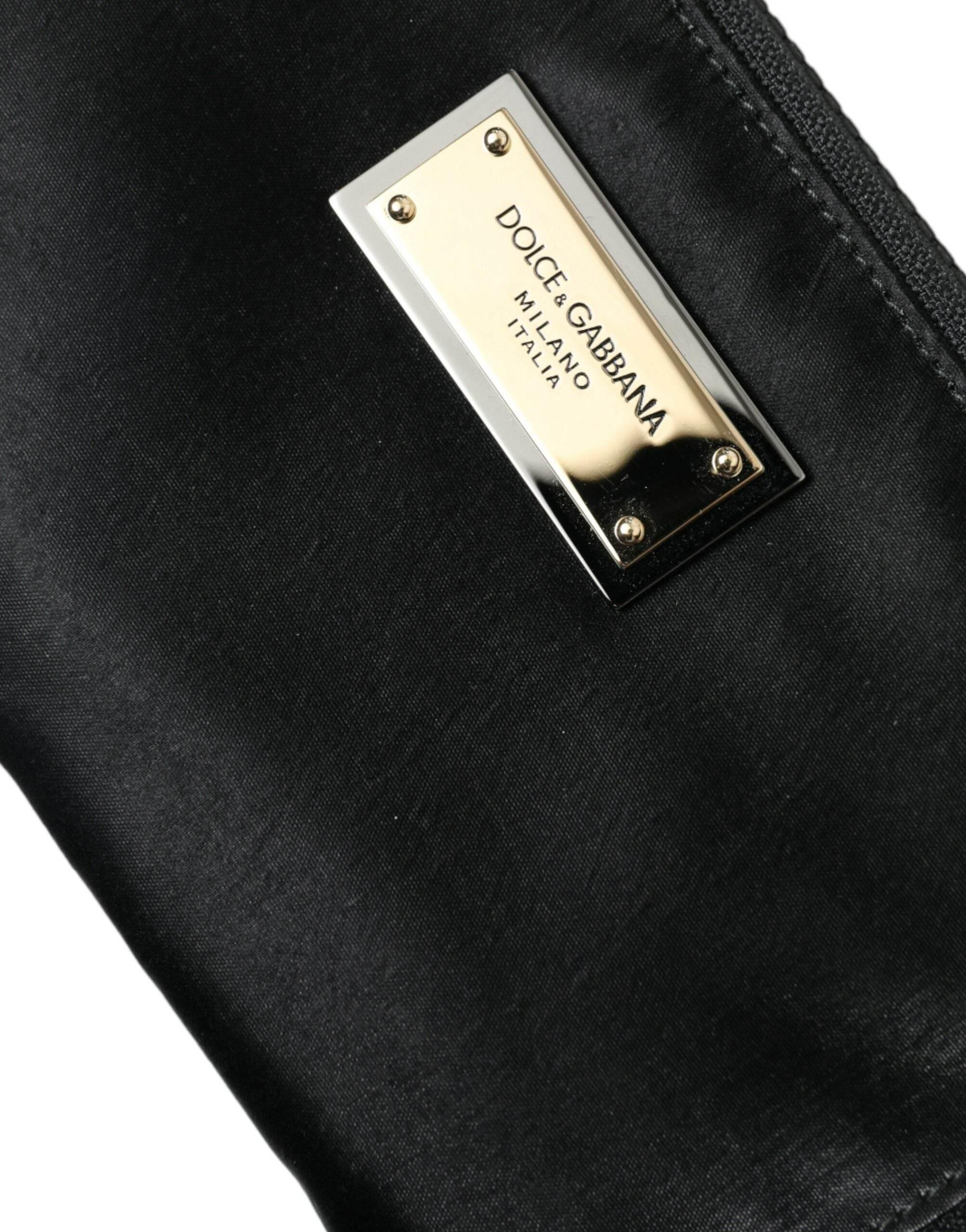Dolce & Gabbana Black Nylon Logo Plaque Keyring Pouch Clutch Bag - Hilstor