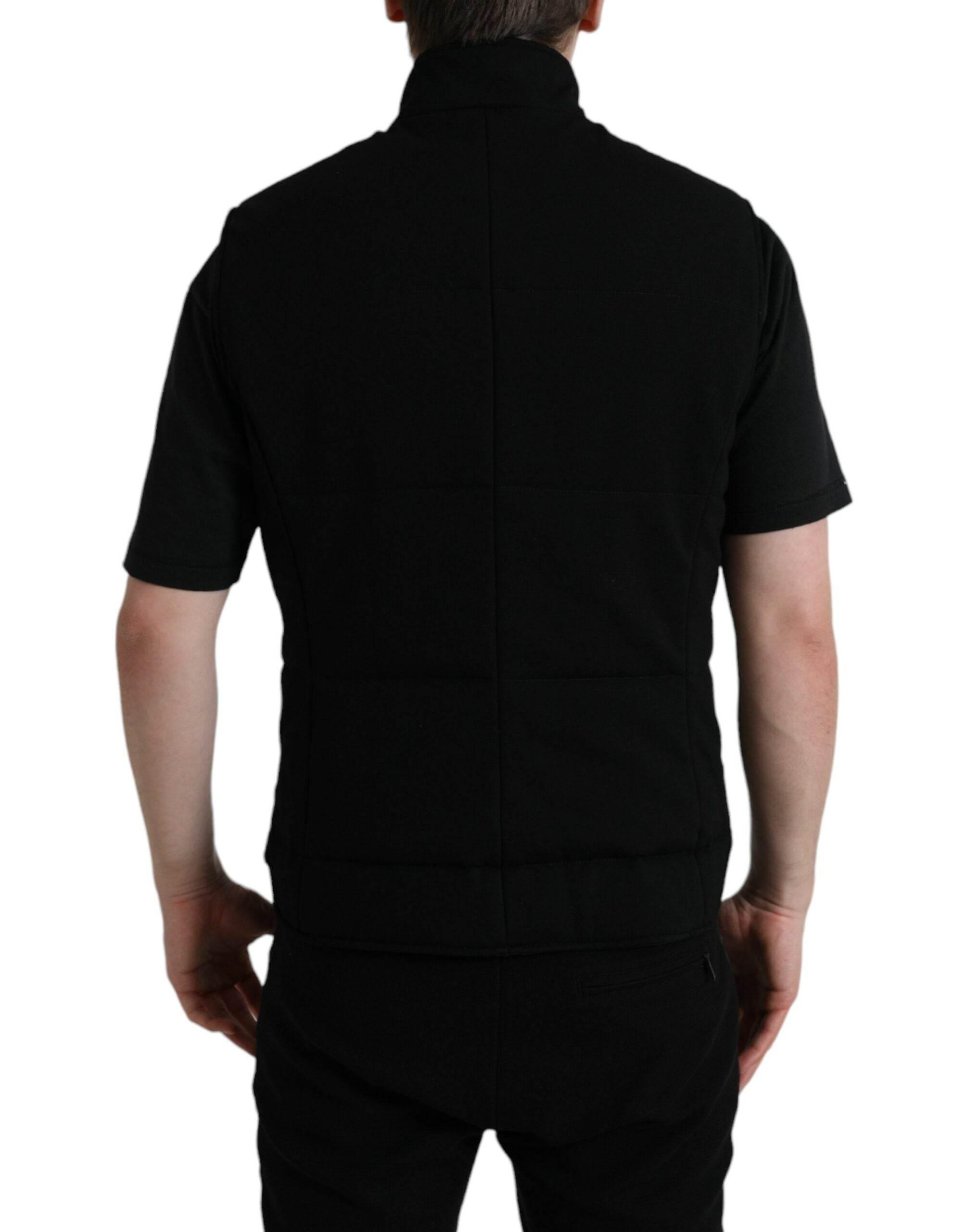 Dolce & Gabbana Black Rayon Buttoned Vest Logo Jacket - Hilstor