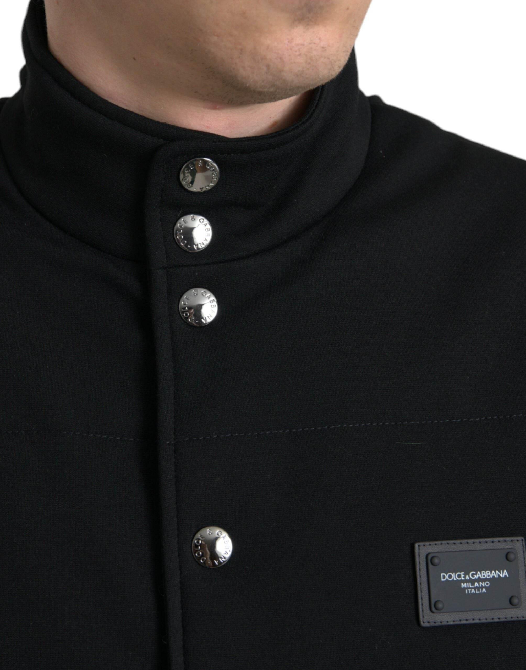 Dolce & Gabbana Black Rayon Buttoned Vest Logo Jacket - Hilstor