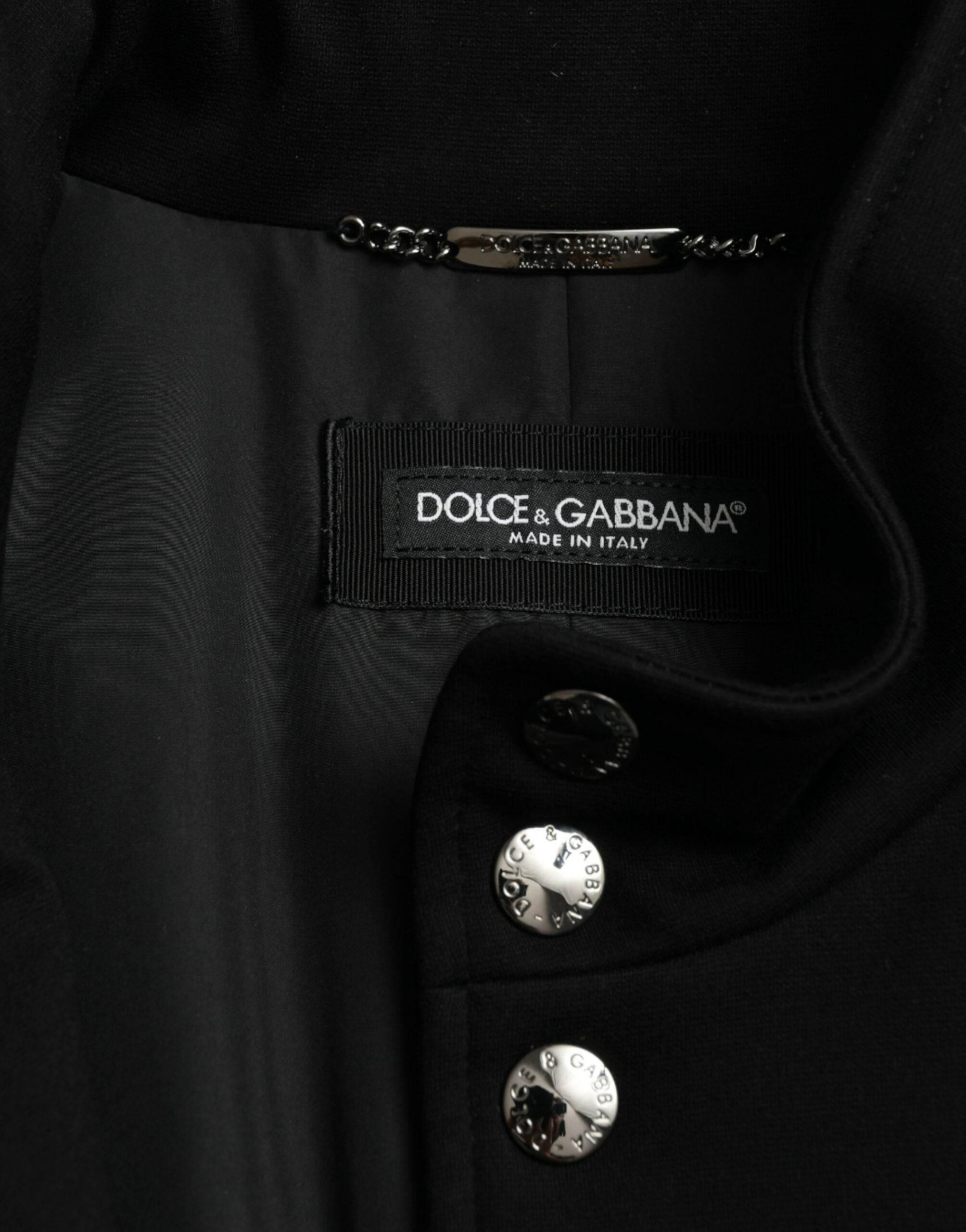 Dolce & Gabbana Black Rayon Buttoned Vest Logo Jacket - Hilstor