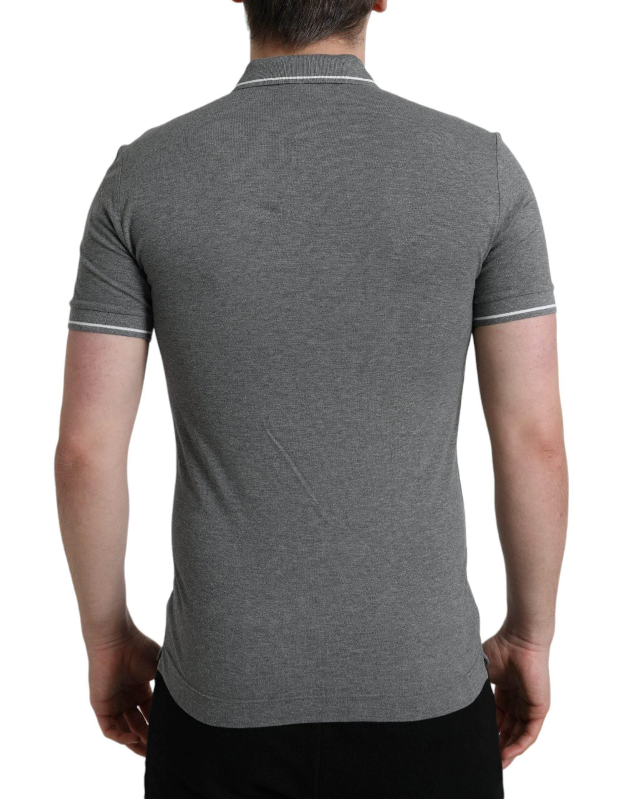 Dolce & Gabbana Gray Collared Short Sleeve Crown T-shirt - Hilstor