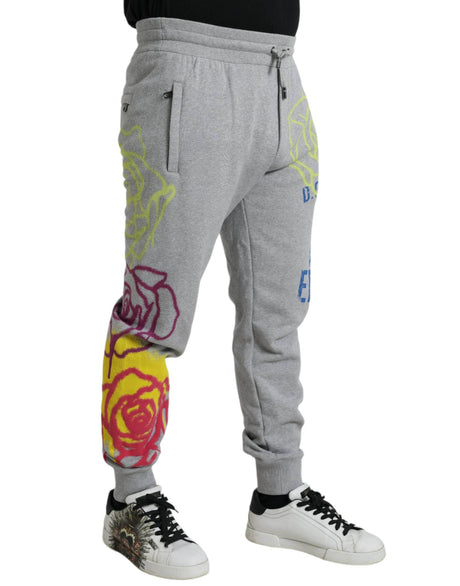Dolce & Gabbana Gray Cotton Graffiti Sweatpants Jogger Pants - Hilstor