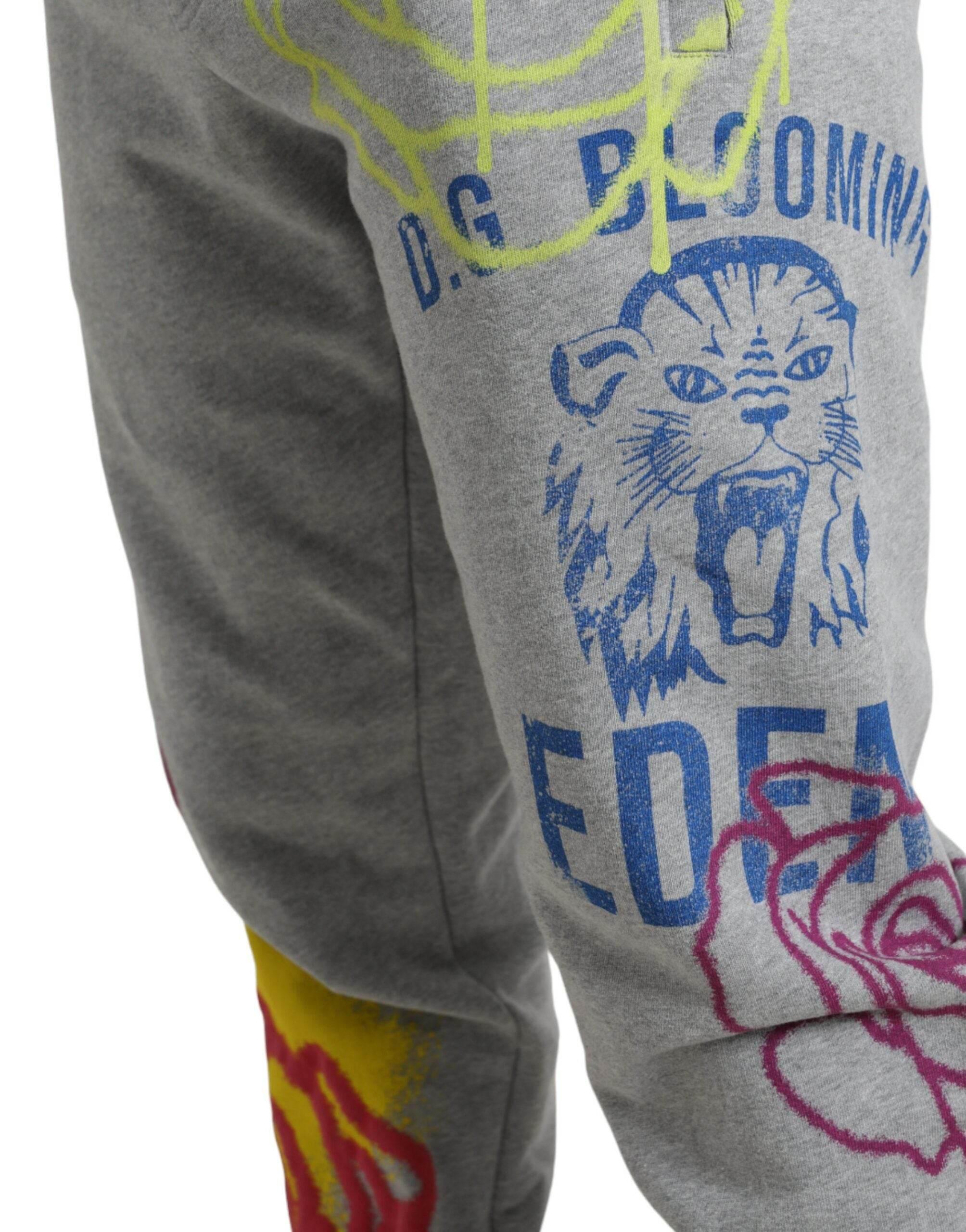 Dolce & Gabbana Gray Cotton Graffiti Sweatpants Jogger Pants - Hilstor