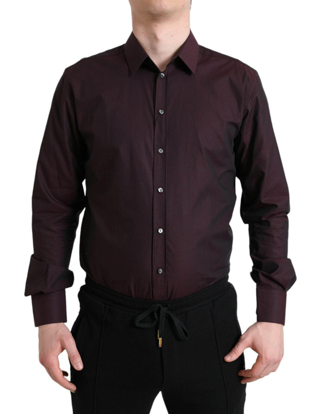 Dolce & Gabbana Maroon Jacquard Formal Dress MARTINI Shirt - Hilstor