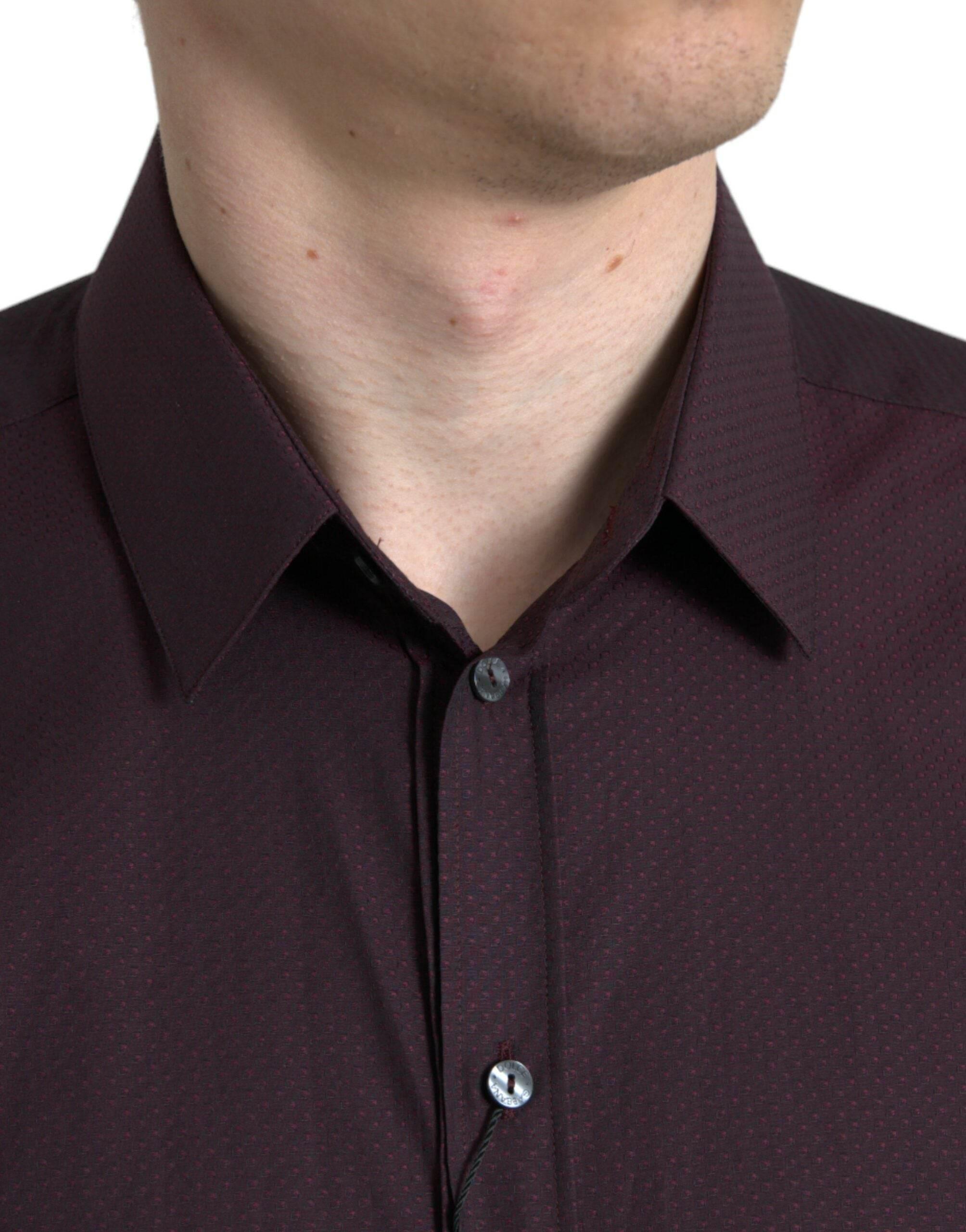 Dolce & Gabbana Maroon Jacquard Formal Dress MARTINI Shirt - Hilstor