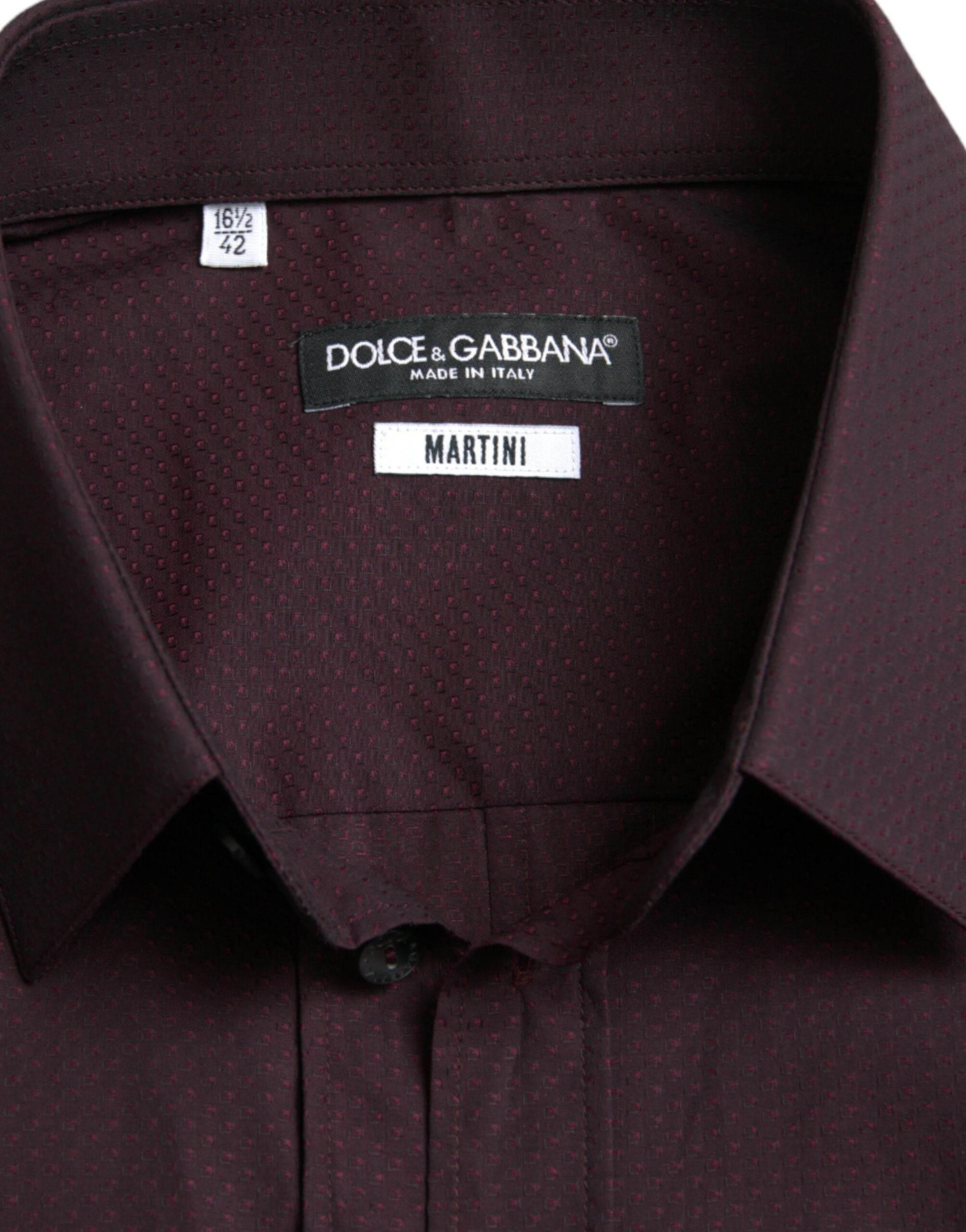Dolce & Gabbana Maroon Jacquard Formal Dress MARTINI Shirt - Hilstor