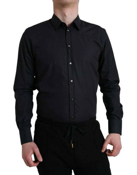 Dolce & Gabbana Elegant Navy Blue Slim Fit Dress Shirt - Hilstor