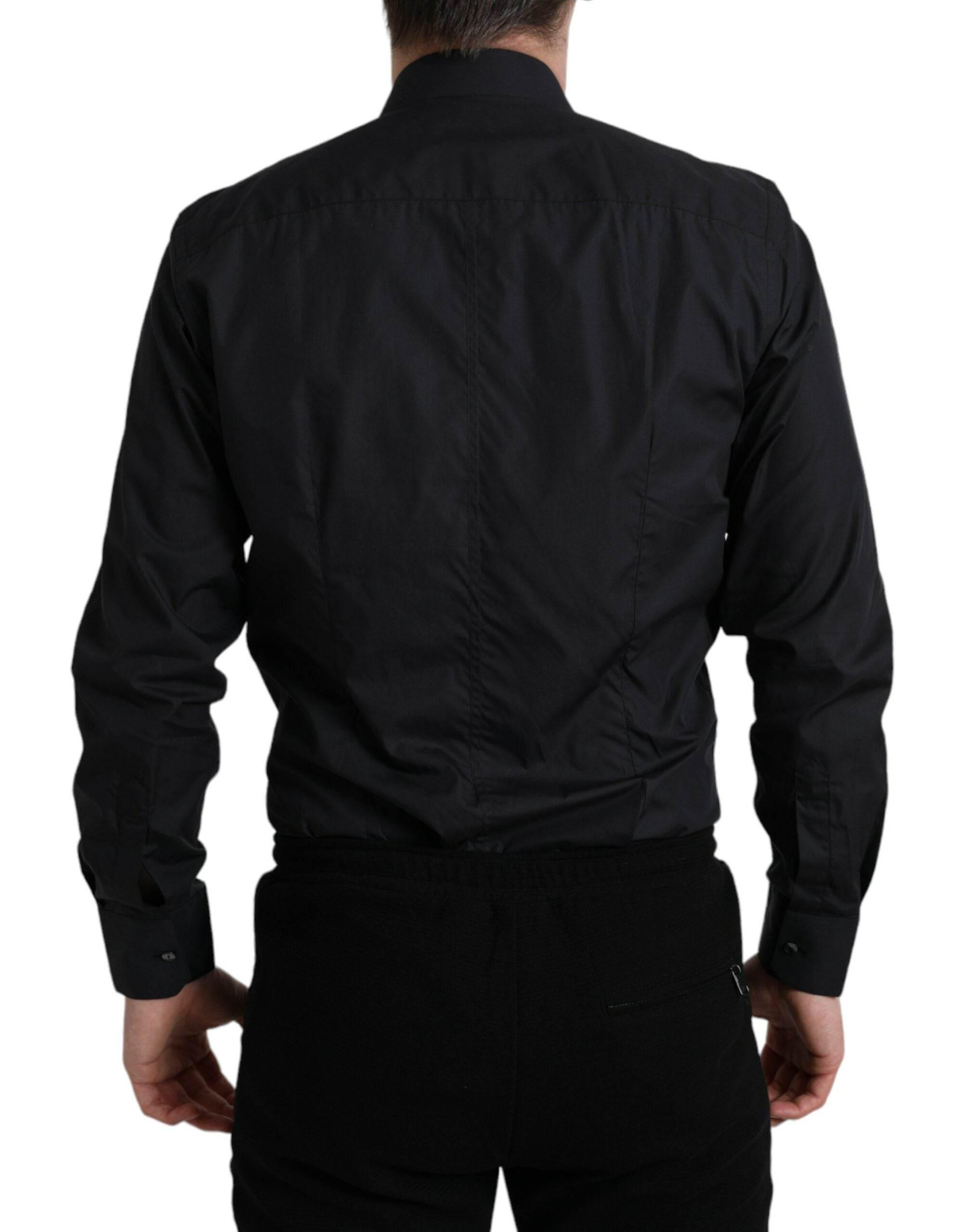Dolce & Gabbana Elegant Navy Blue Slim Fit Dress Shirt - Hilstor